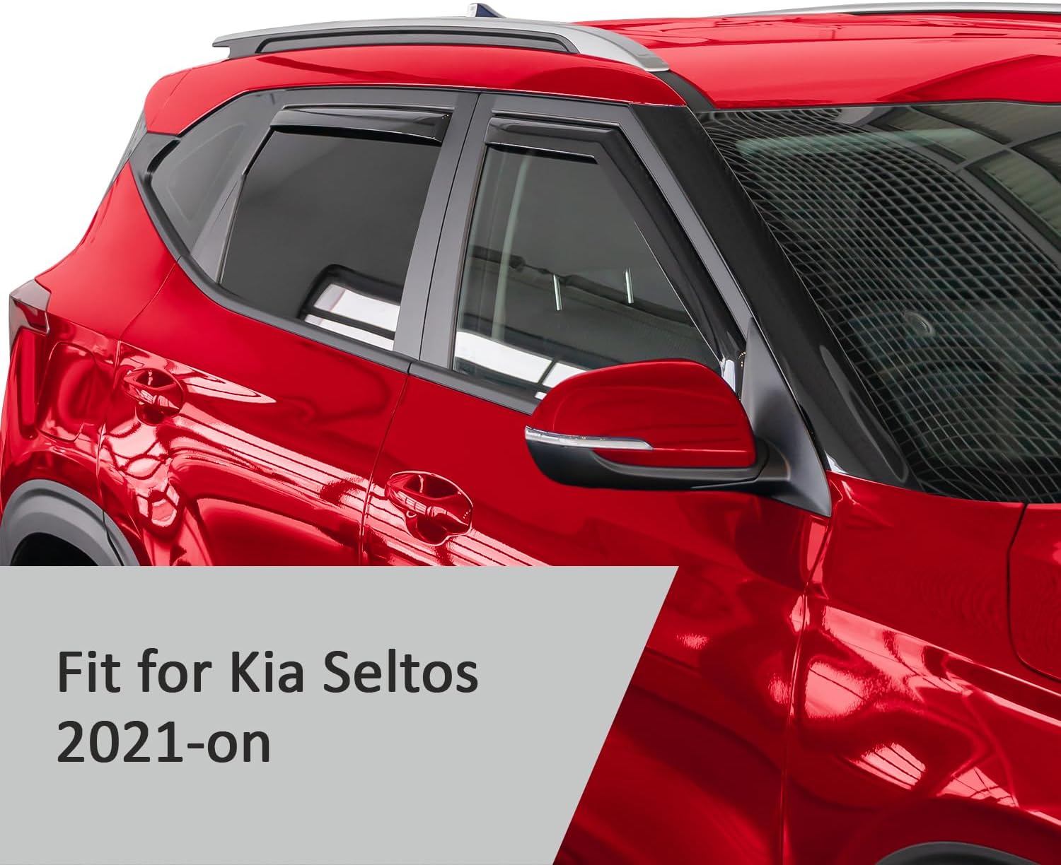 Voron Glass in-Channel Extra Durable Rain Guards for Kia Seltos 2021-2026, Window Deflectors, Vent Window Visors, 4 Pieces - 200313