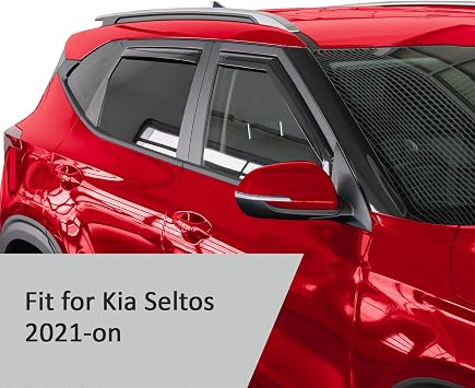 Voron Glass in-Channel Extra Durable Rain Guards for Kia Seltos 2021-2026, Window Deflectors, Vent Window Visors, 4 Pieces - 200313