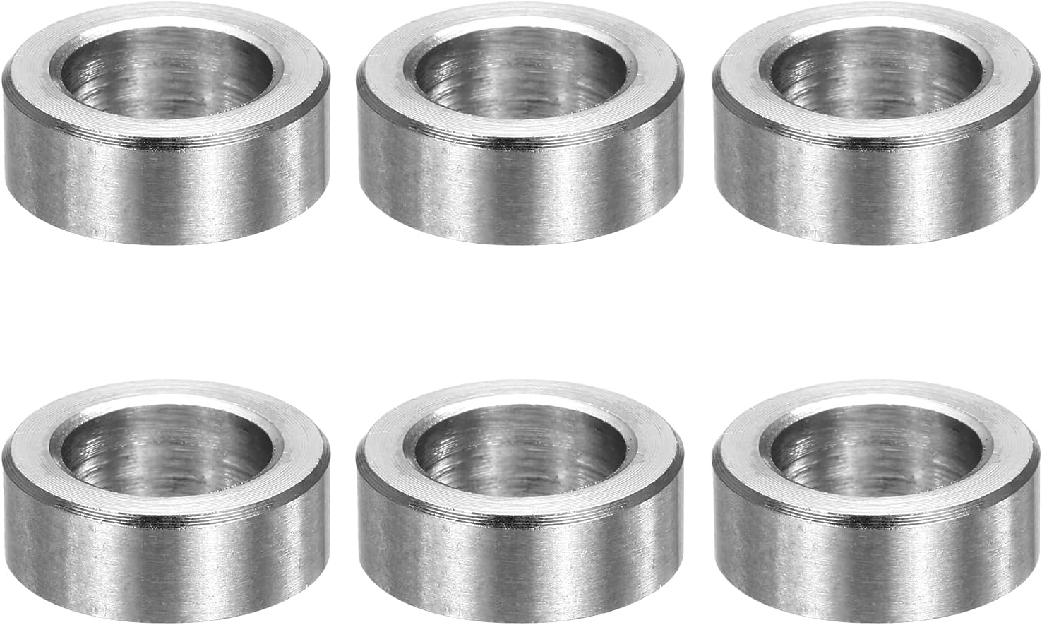 MECCANIXITY 6pcs M10 Metal Spacers, 3/8" IDx5/8" ODx1/4" Length Stainless Steel Spacer Round Unthreaded Standoff Bushing Plain Finish for Screw Bolts, Silver 10x16x6mm