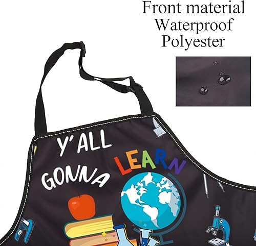 Miniatura 3 de BNQL Delantal para profesores con bolsillos, regalos divertidos para profesores, regalos para la vida del profesor que todos aprenderán hoy,