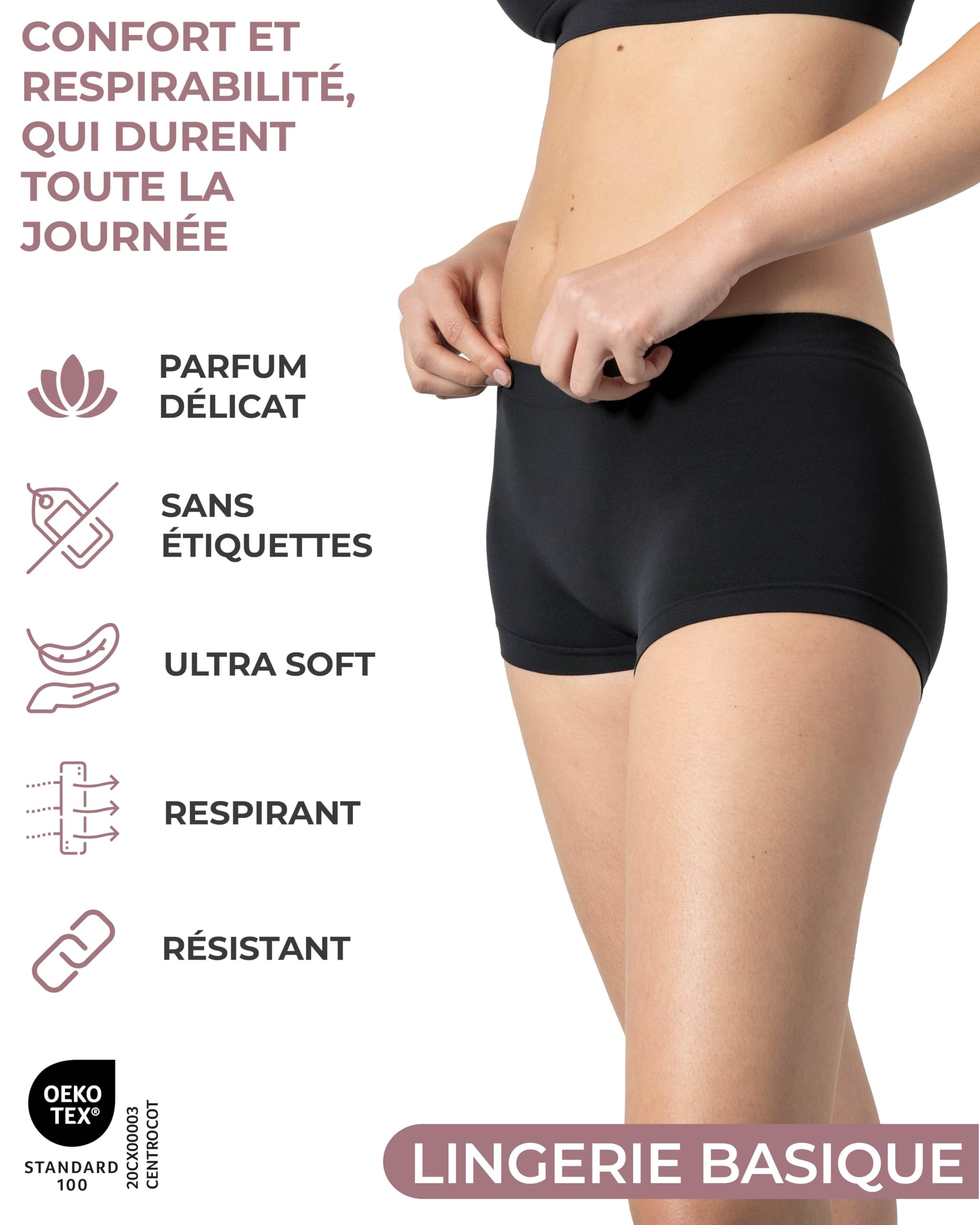 Risalti Boxer Femme Microfibre 3 pièces - sous Vetements Feminins sans Couture, Shorty Femme Plus Doux Que Les Culotte Femme Coton, Lingerie Feminine - Made in Italy