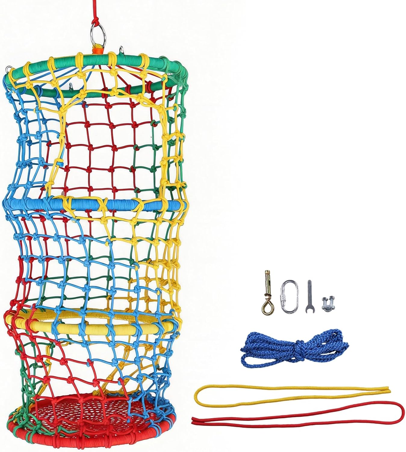 Outdoor Climbing Cargo Net Intelligent Physical Swing Rope Ladder Load Protection 31.5x31.5x78.74in 3/5 Tiers for Park Amusement and Use