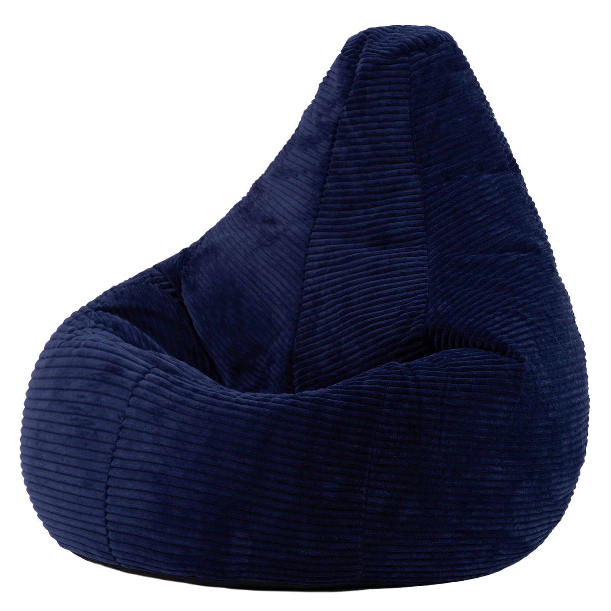 icon Dalton Cord Bean Bag Chair, Navy Blue, Large Adult Bean Bag with Filling Included, Comfy Chair, Living Room Furniture, Bedroom Furniture