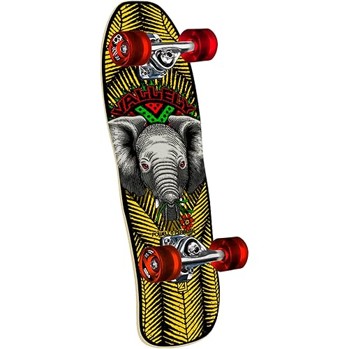 Powell Peralta Mini Mike Vallely Baby Elephant Skateboard Cruiser Complete, Yellow/Black, 8.0" x 26"