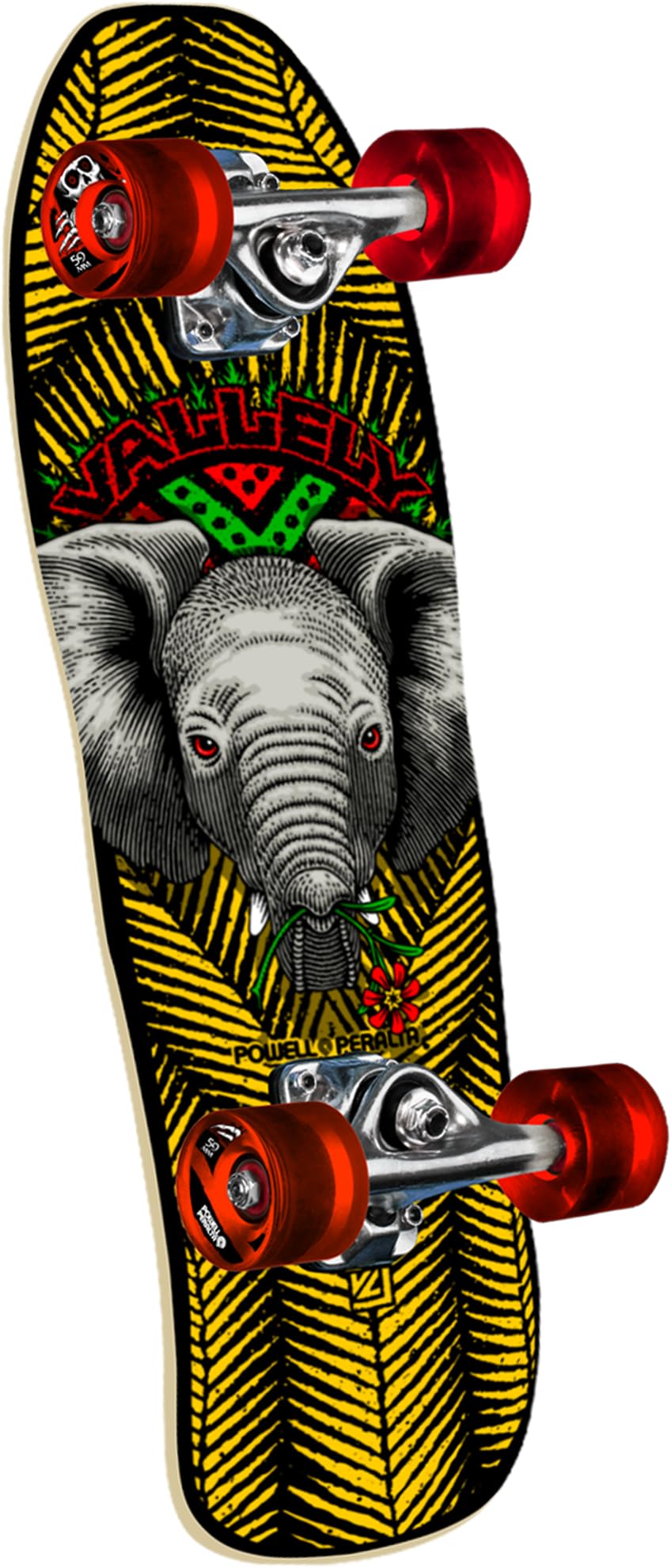 Powell Peralta Mini Mike Vallely Baby Elephant Skateboard Cruiser complet, jaune/noir, 20,3 x 66 cm