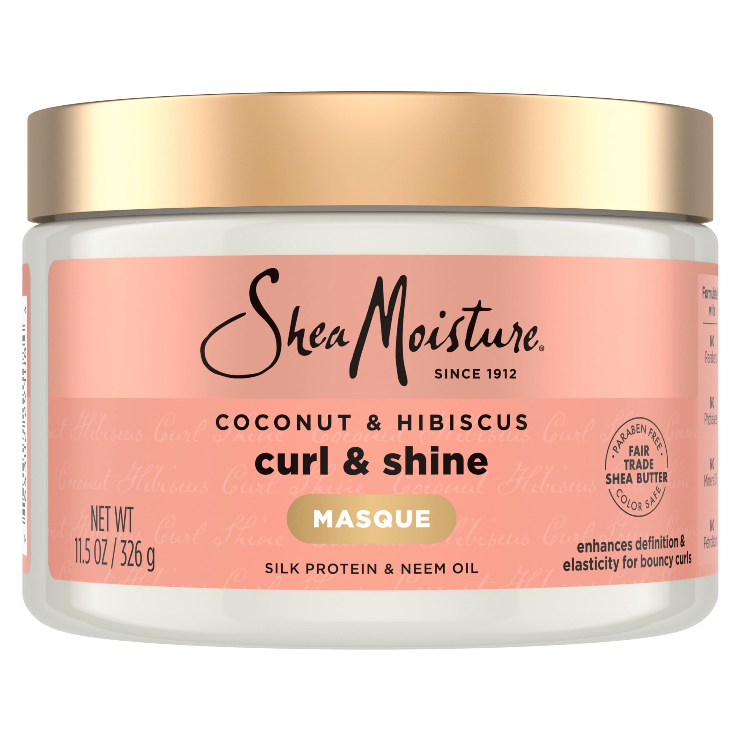 SHEA MOISTURE Hibiscus Shine Hair Mask (12 Oz), Orange, Coconut, 340 gram