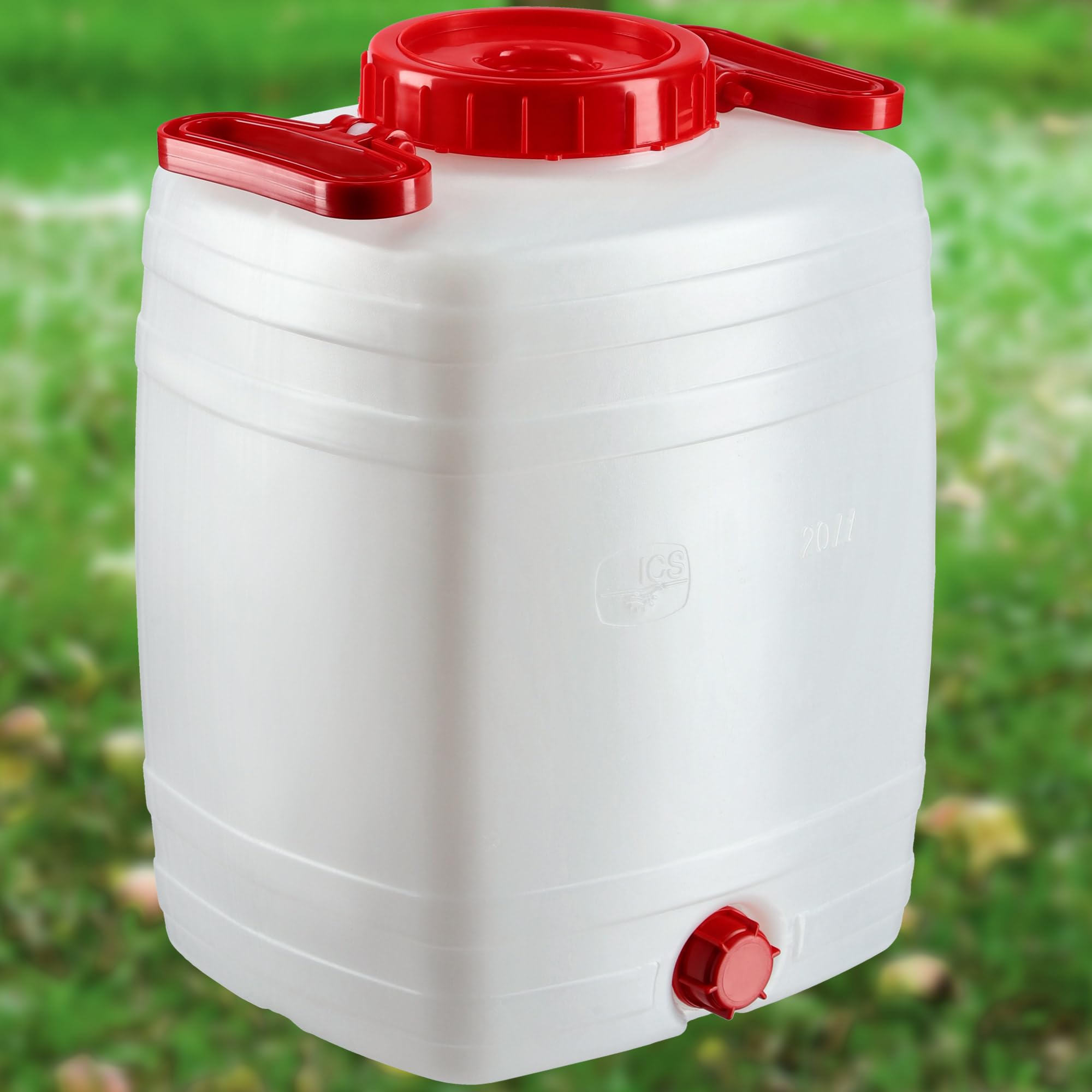 KADAX Bidón de agua, barril para bebidas de plástico, bidón de agua potable, depósito de agua con grifo, recipiente de agua, bidón para bebidas con junta de goma (20 L, blanco)