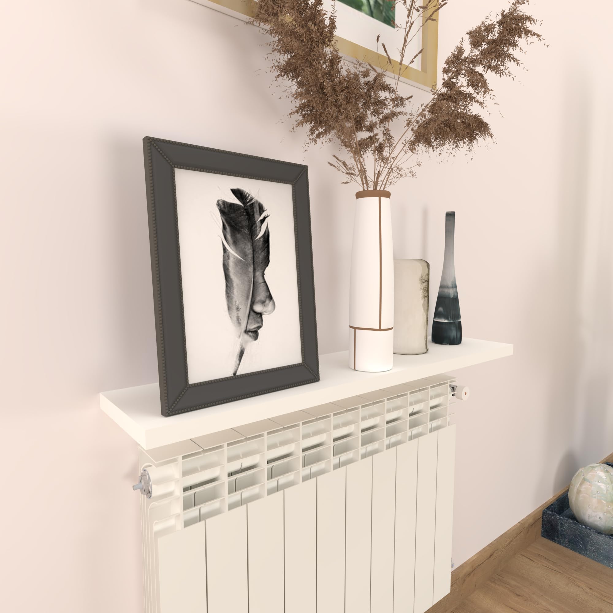 Henor Balda Pared 50 x 20 x 2.5 cm. Estante Pared Madera Herraje Totalmente Oculto Carga Soporta hasta 25Kg Blanco — view 39
