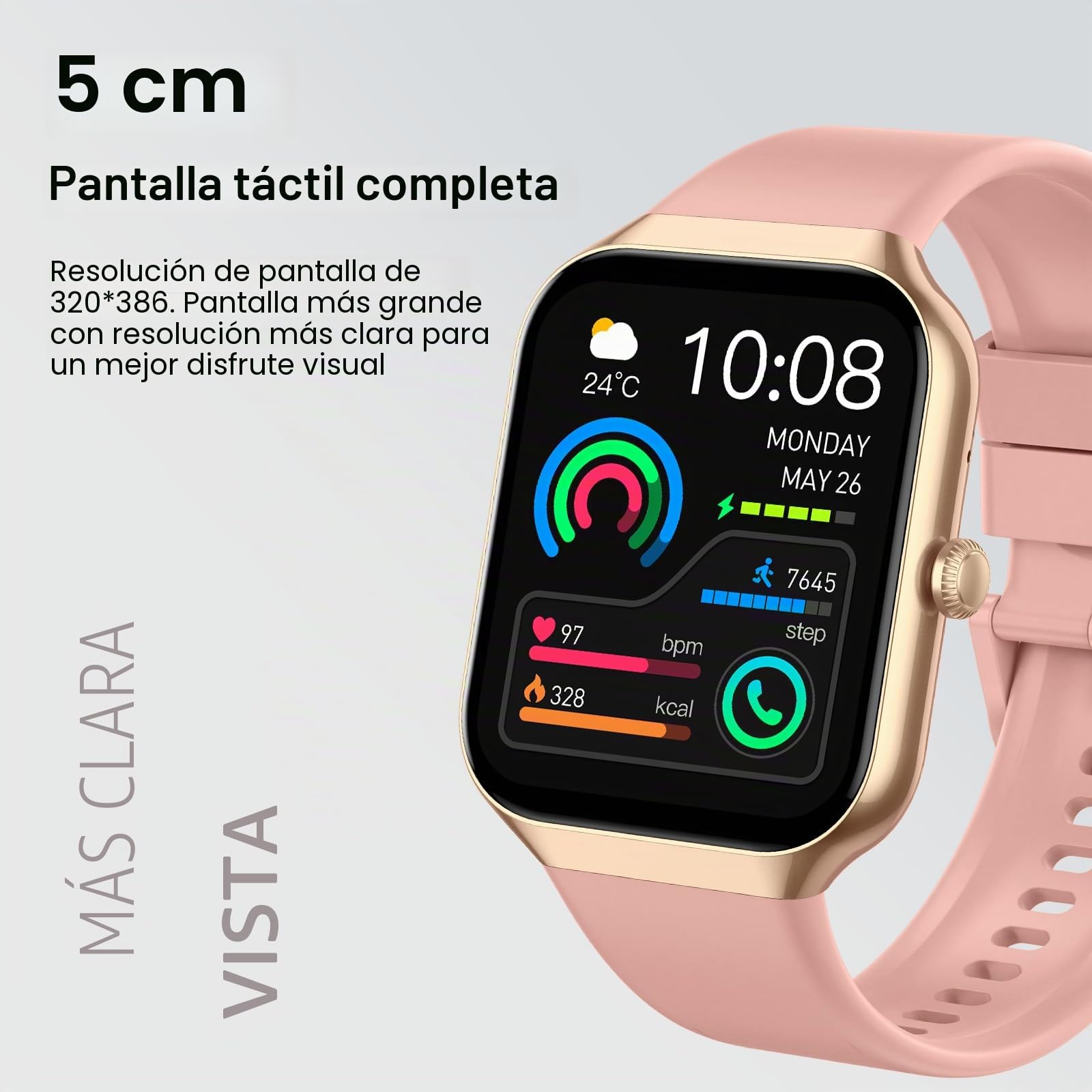 Jugeman Reloj Inteligente Hombre Mujer, 1.96" Pantalla Táctil Smartwatch con Llamada Bluetooth, 113+ Modos Deportivos, Pulsera Actividad Impermeable IP68 para Android iOS