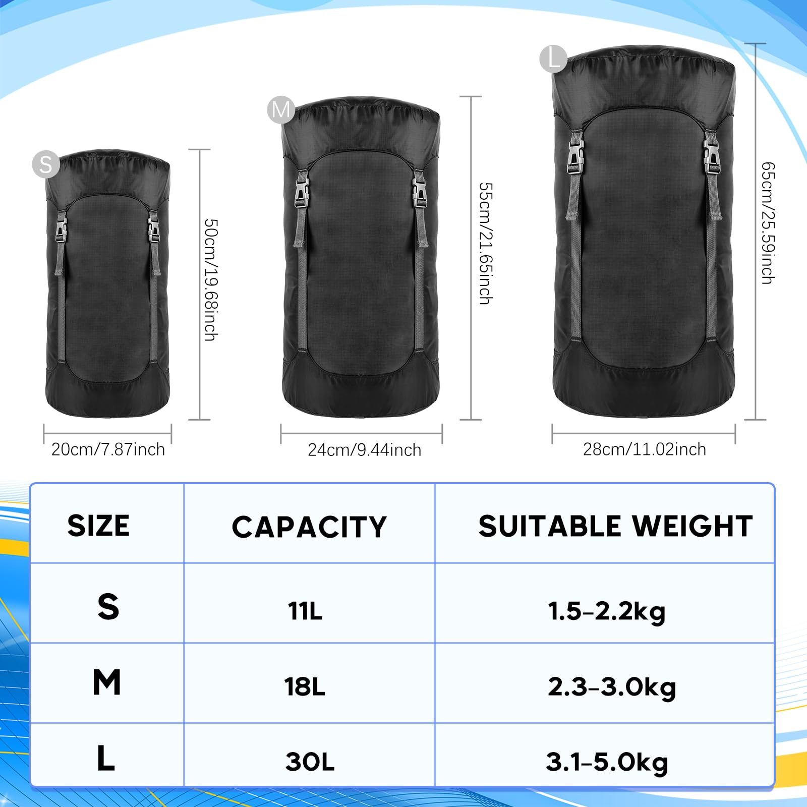 Sac De Compression Space Master - Pour Couettes, Vêtements, Étanche, Réduction Volume 62% (Lot De 2, Bleu)