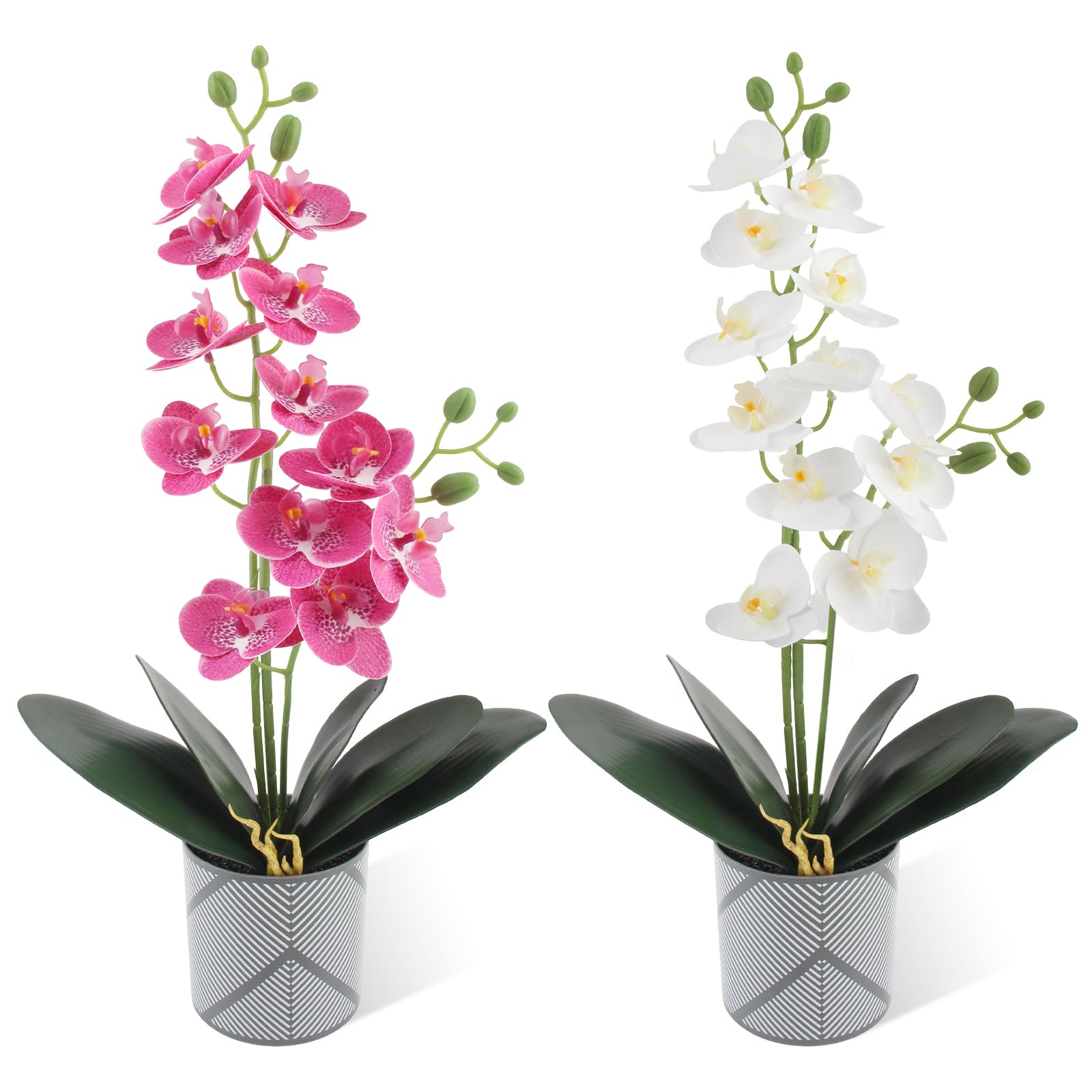 2 Pezzi Orchidea Finta Realistica Viola e Bianco Orchidee Finte Realistiche Orchidee Artificiali Fiori Artificiali Per Tavoli da Interno Scrivanie e Decorazioni Nuziali