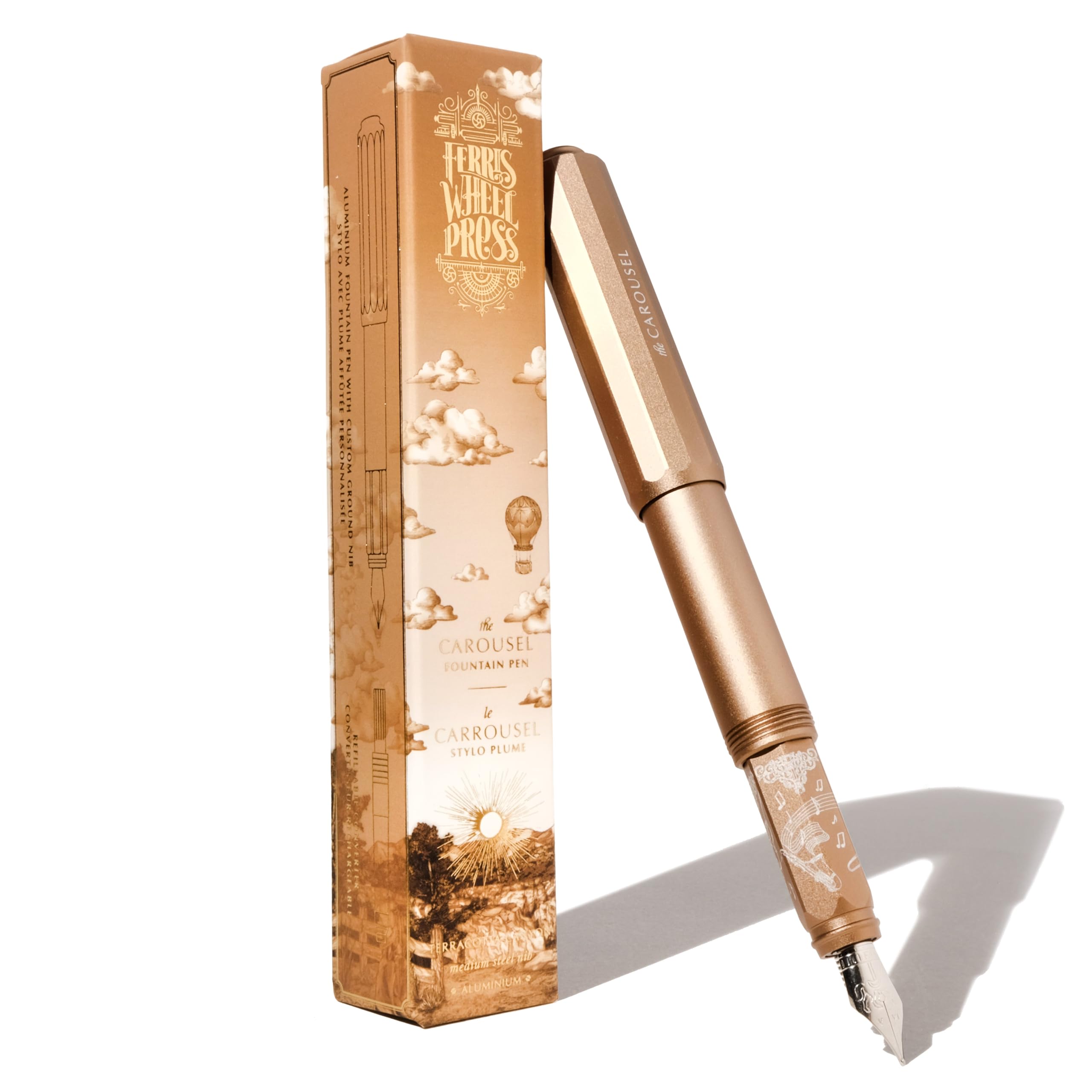 Ferris Wheel Press , Aluminum Carousel Fountain Pen, Terracotta Canyon, Aircraft grade aluminum body