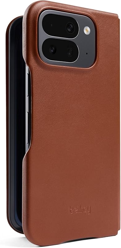 Bellroy Pixel Folio, Compatible with Google Pixel 10 Pro Fold - Sienna | Leather folio phone case for Google Pixel 10 Pro Fold with full-cover protection and a soft microfiber lining