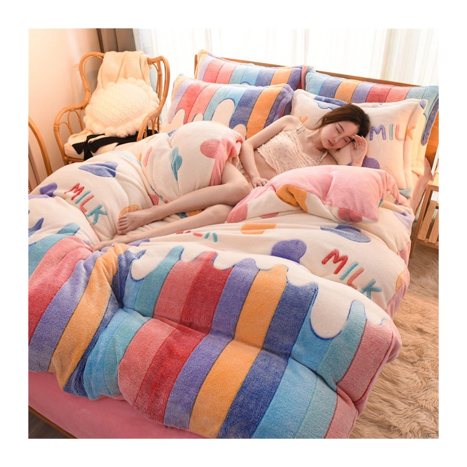 Set Copripiumino 1 pz Flanella Copripiumino Morbido Caldo Corallo Coperta In Pile Inverno Copripiumino Coperte e Plaid Copriletto Lavaggio Meccanico Biancheria Da Letto Tessili for La Casa Set Piumone