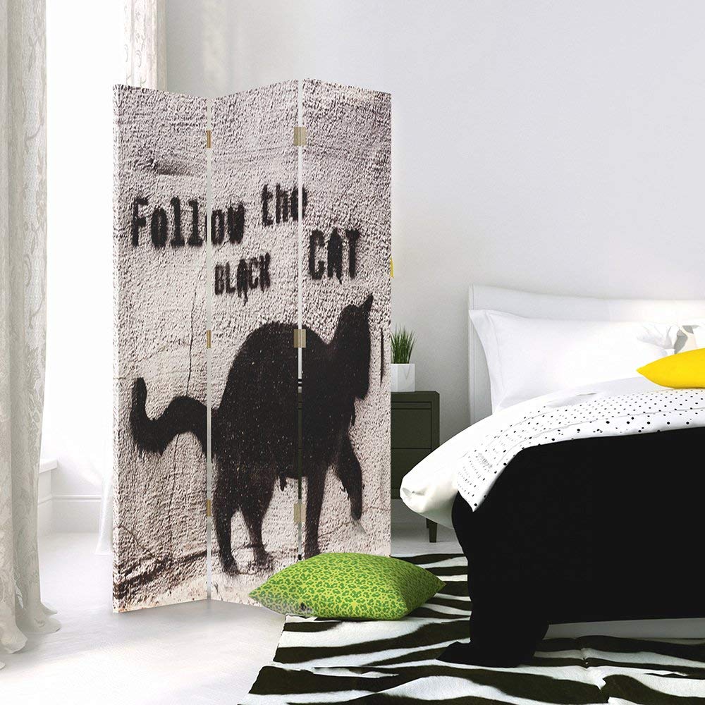 Feeby Paravent Chat 3 Panneaux 110x150 cm Une Seule Côté Cloison de séparation Écran Pliant Foto Paravent Interieur Décoratif Mur Espagnol Impression sur Toile Chambre d'enfant Salon Bureau