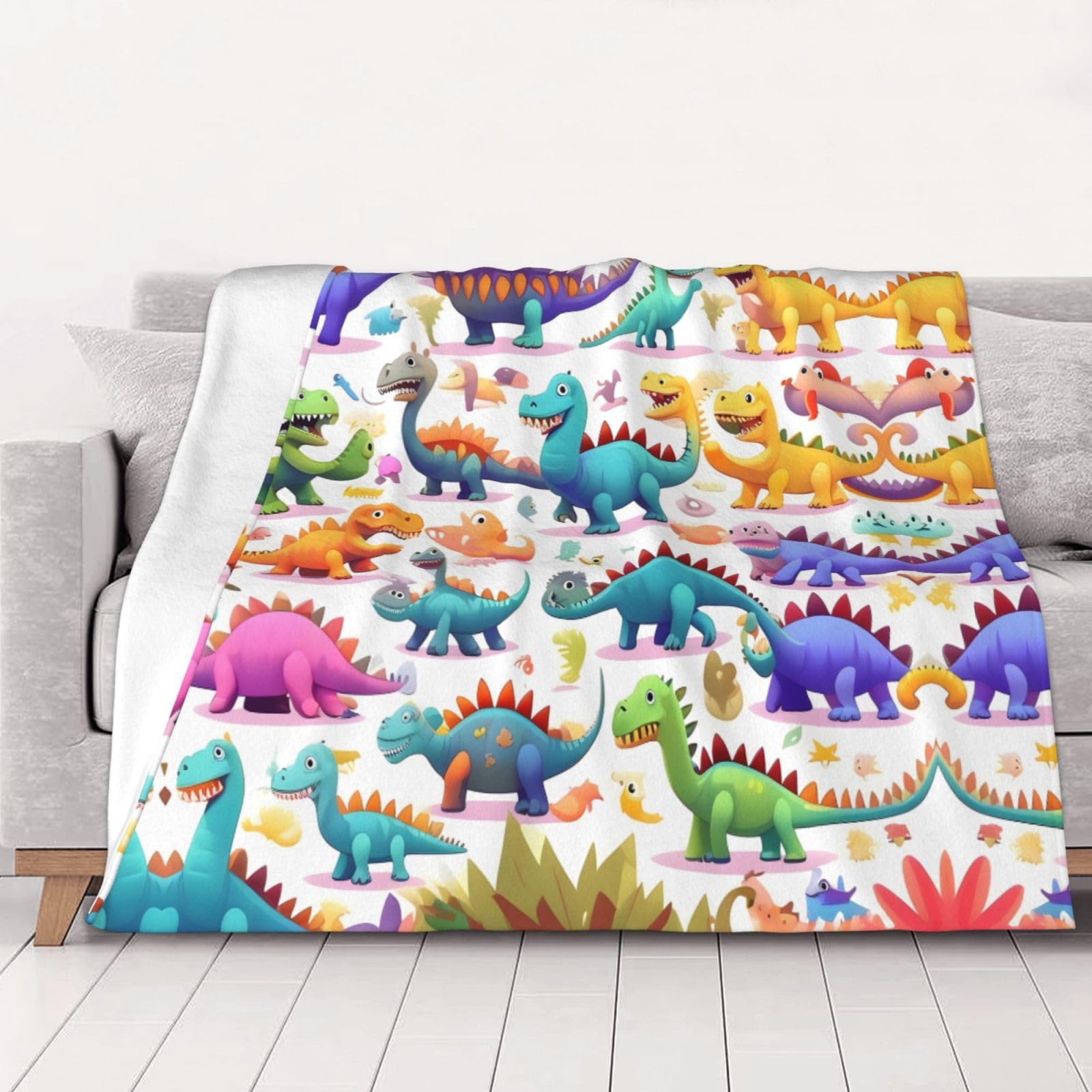 Couverture dinosaure anti-froid plaid doux lavable grand lit et canapé confortable