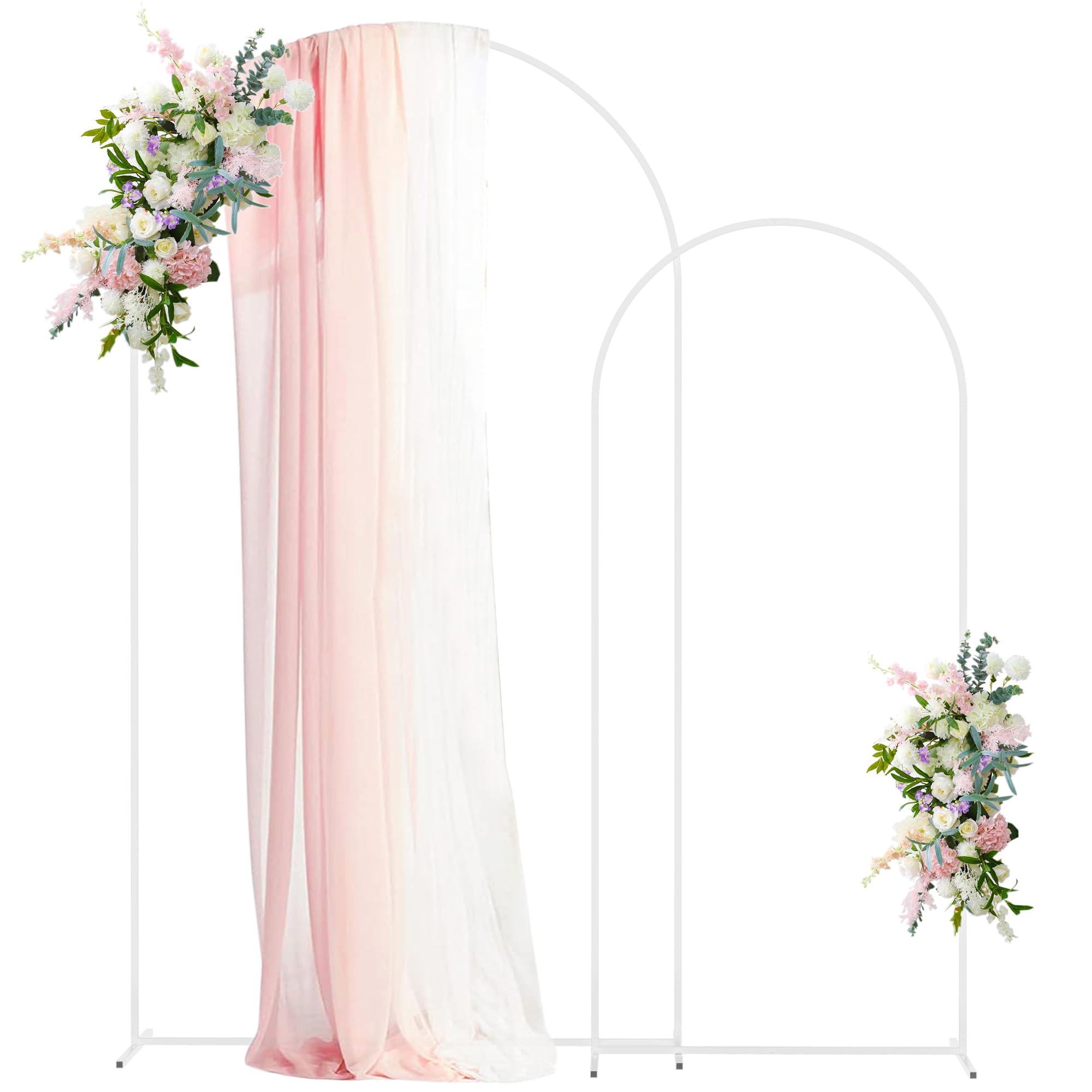 Asee'm White Metal Wedding Arch Stand (7.2FT,6FT) Set of 2 Arched Backdrop Frame for Ceremony Parties Birthday Baby Shower Garden Decoration