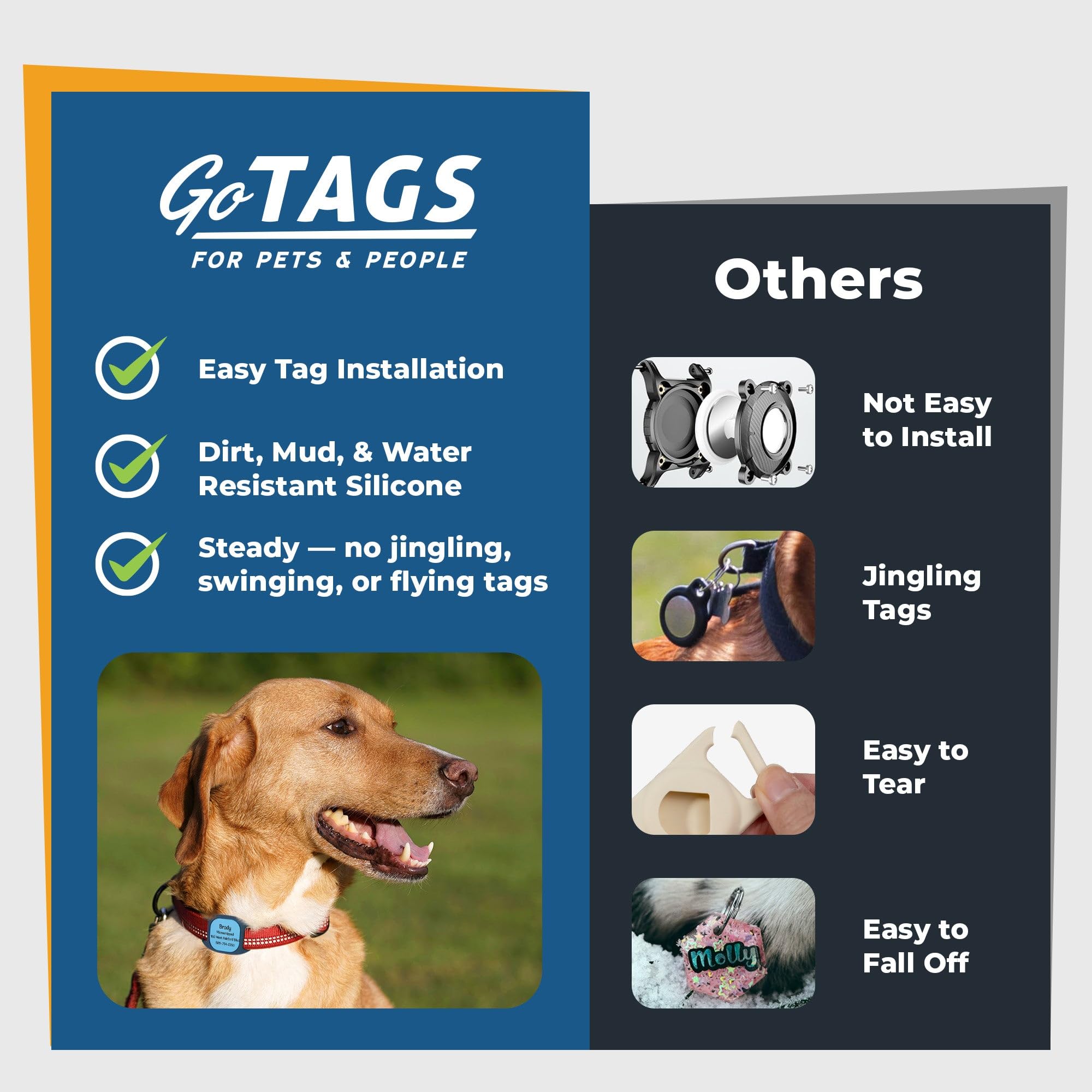 GoTags Designed for Life360 Personalized Dog Collar Holder Tile Mate Tracker, Lost Pet ID GPS for Cat Collar with Custom Text and Number, Silicone Safety Accessories for Tile Tracker Finder (Large) - image 6