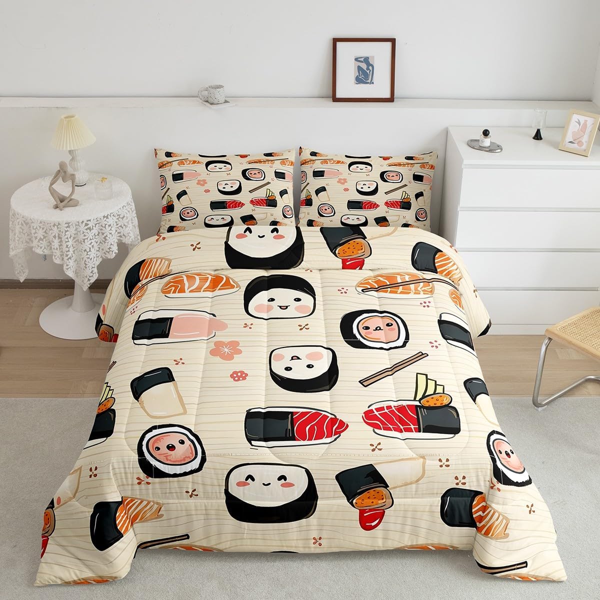 Erosebridal Cute Sushi Queen Size Comforter Set, Cartoon