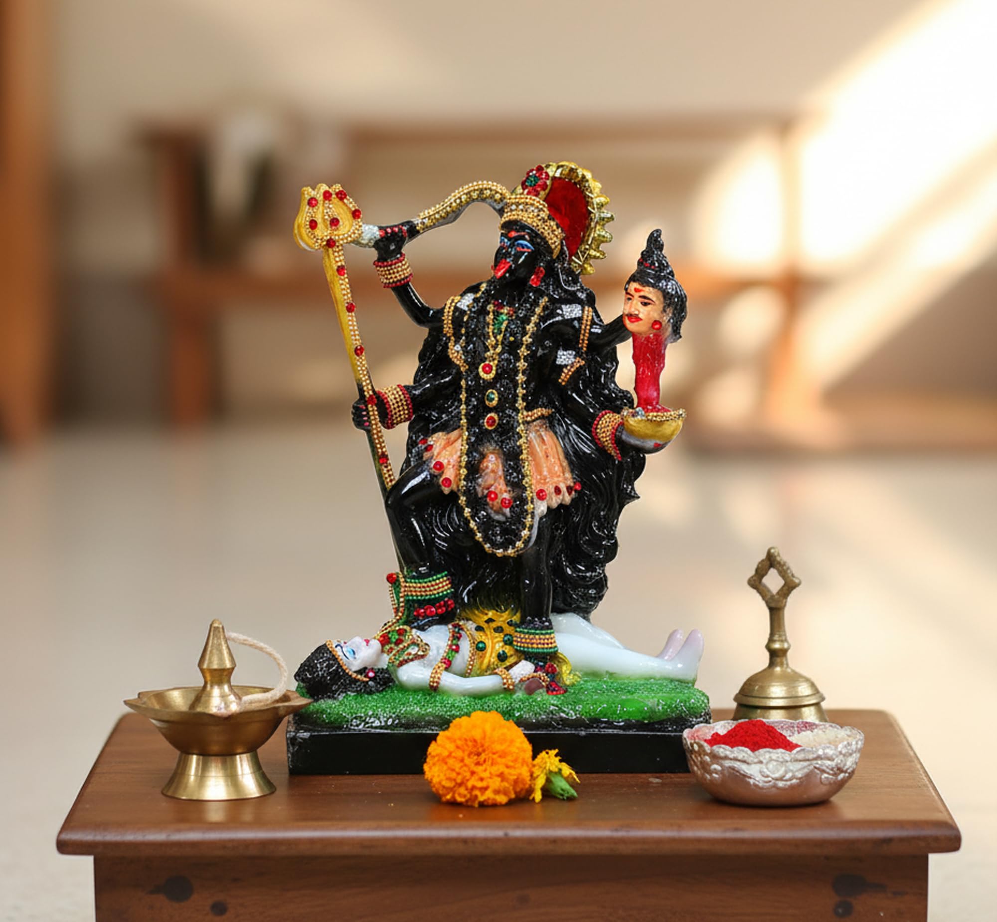 ESPLANADE Resin Kaali MATA Kali Maa Murti Idol Statue Sculpture (8.5 inches) Multicolor