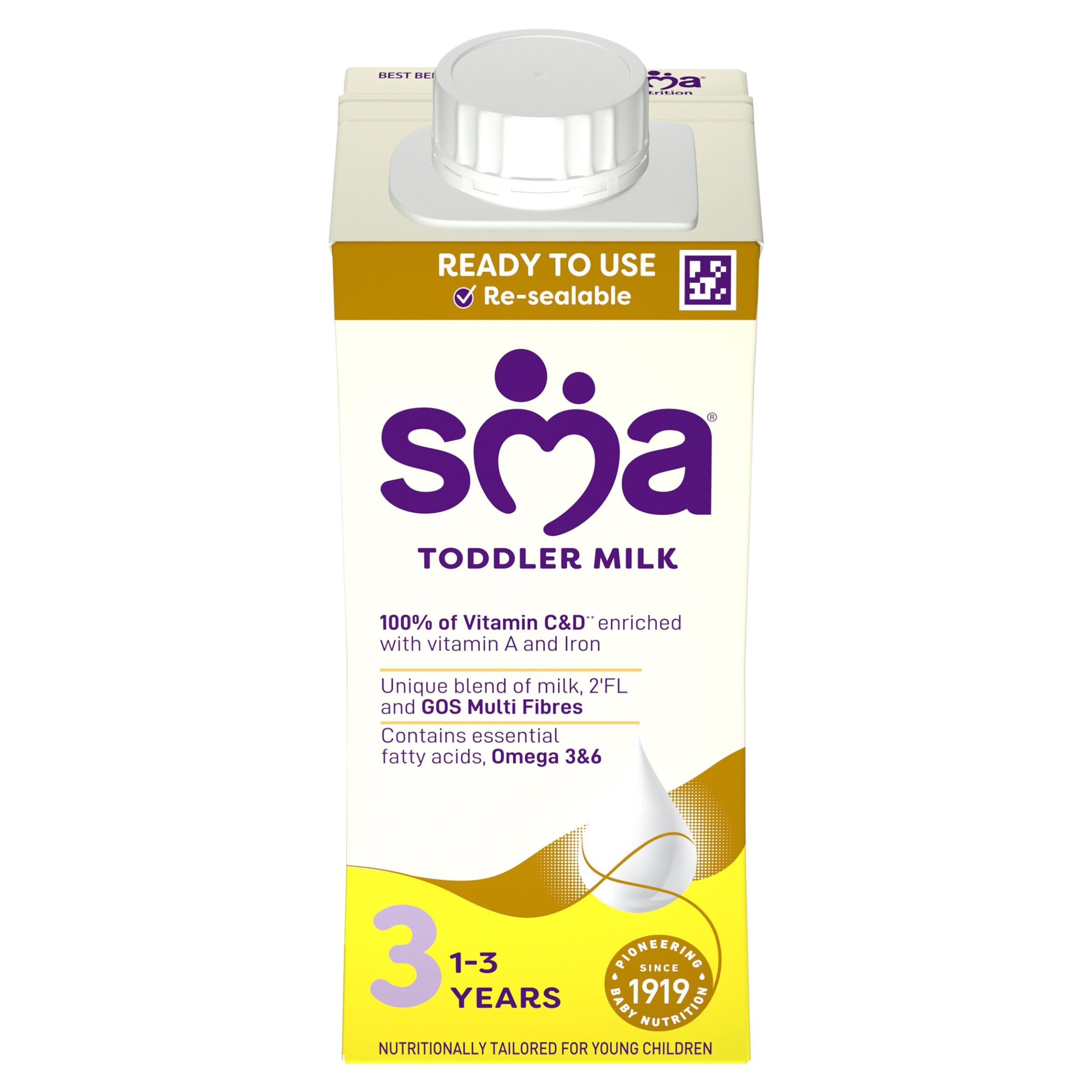 – SMA PRO Growing-Up Baby Milk - 1-3 Years | Ready to Use Liquid Formula Milk 200 ml (Pack of 12)