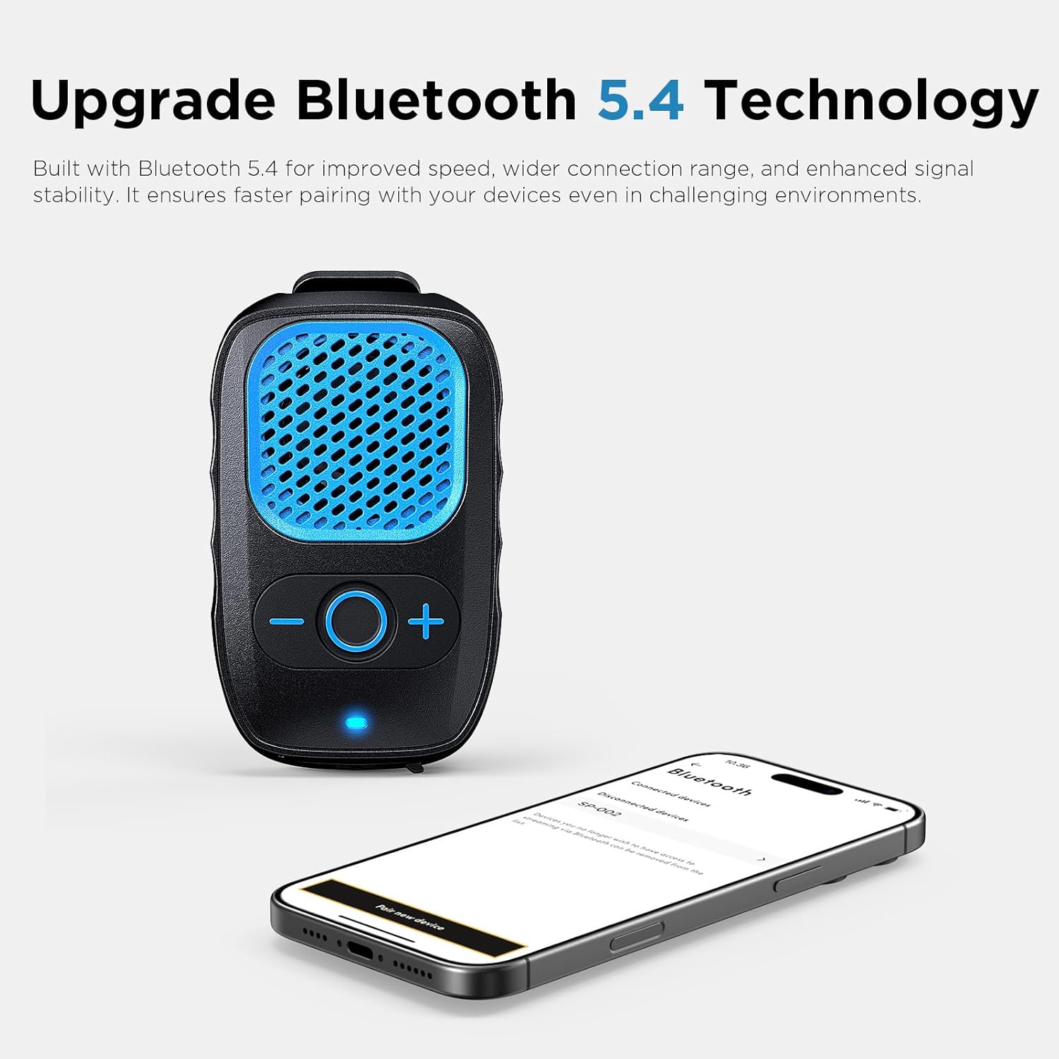 Wearable Bluetooth Speaker, 30H Working Time Clip-On Wireless Jobsite Pro Water-Resistant Portable Speaker — Built-in Mic for Hands-Free Music and Calls, Blue, Non-Magnet - Image 3