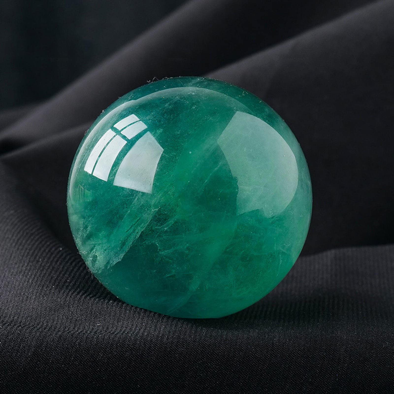 Ylquxeuv One Color Fluorite Rough Stone Crystal Ball Rainbow For Decoration Or Magic,Green Fluorite-5Cm