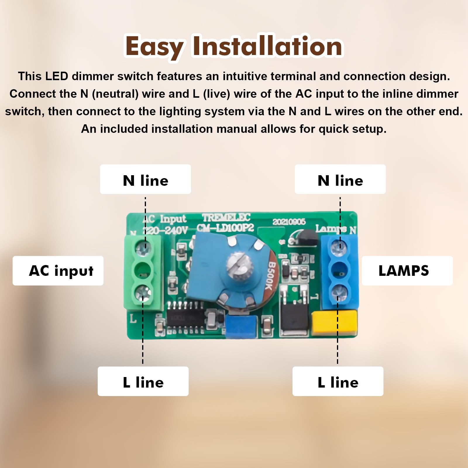 2 reguladores de intensidad para lámparas LED, CA 220-240 V/50 Hz, interruptor de intensidad de intensidad LED, 3 – 100 W, interruptor giratorio, regulador de intensidad para lámparas LED, regulador