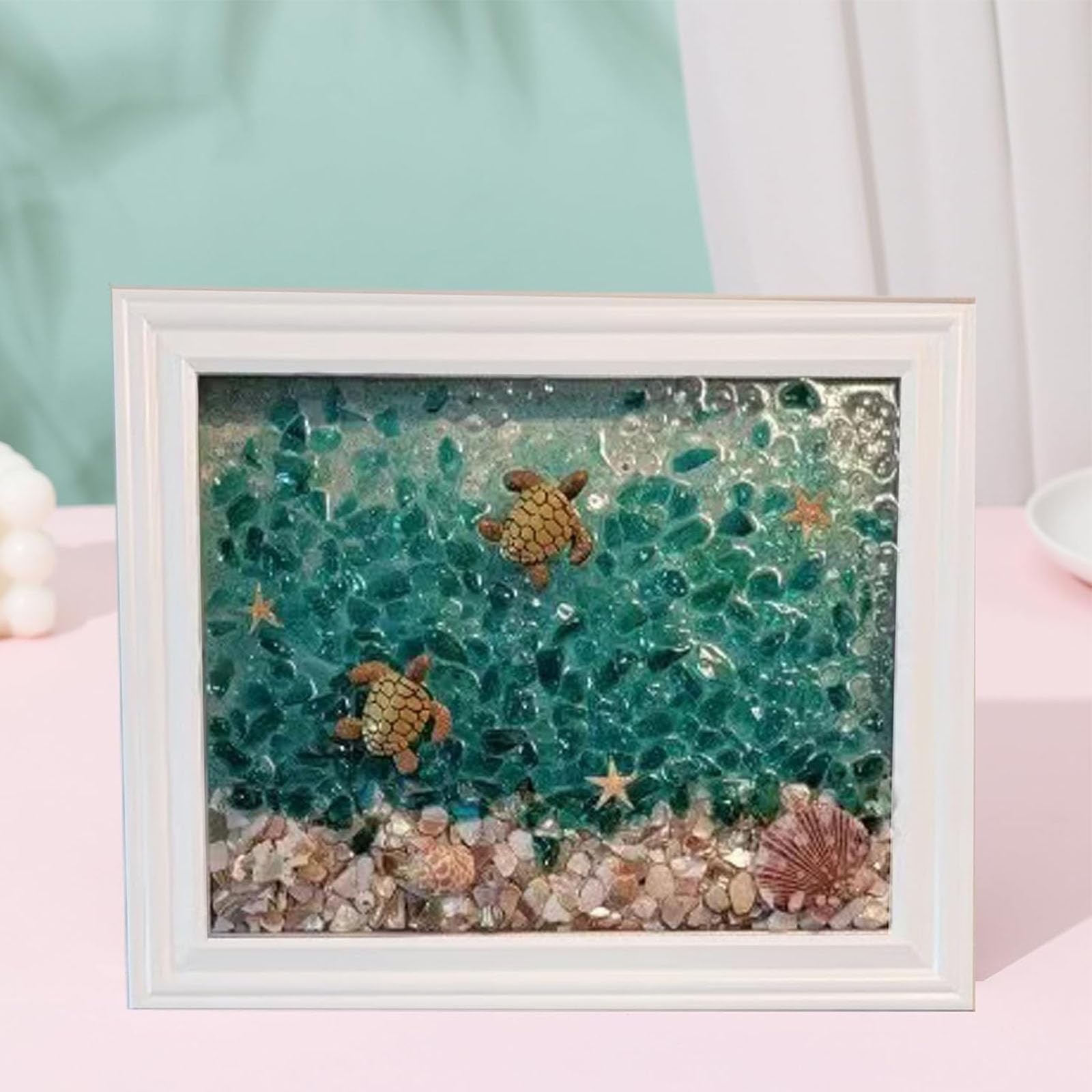 Kit artistico in vetro marino, arte fai da te in resina per adulti, kit per mosaico per cornici, decorazione creativa in resina, forniture artistiche e progetti artistici in vetro di mare