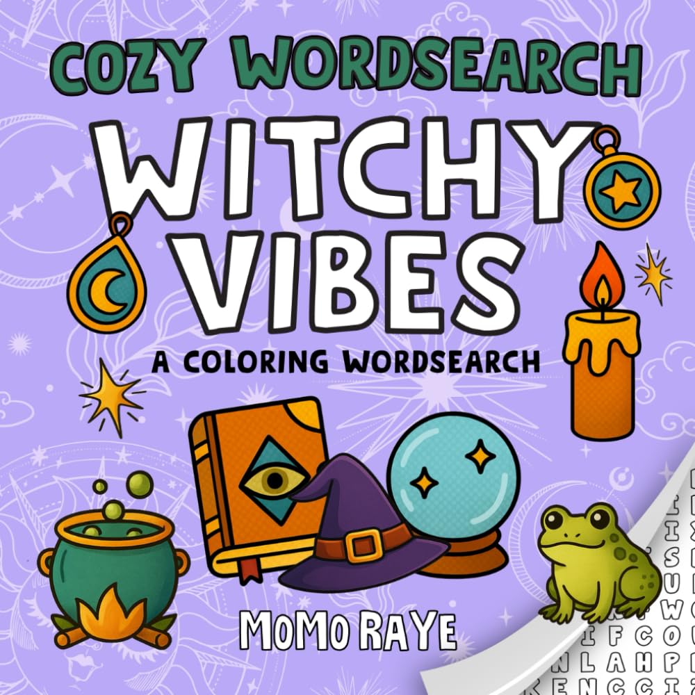 Witchy Vibes: A Cozy Coloring and Word Search Book for Spooky Season: Witchcore Aesthetic Activity Book with Mystical Word Puzzles and Calming Coloring Pages (Cosy Wordsearch Coloring)