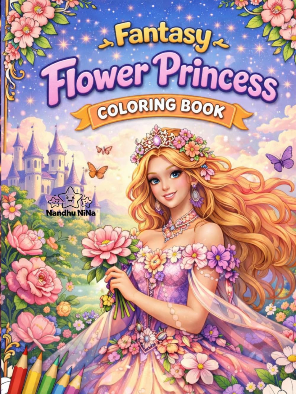 Fantasy Flower Princess Coloring Book: 40 Magical Coloring Pages of Floral Princesses, Fantasy Animals & Enchanted Gardens (Bloom & Fantasy Coloring Series)