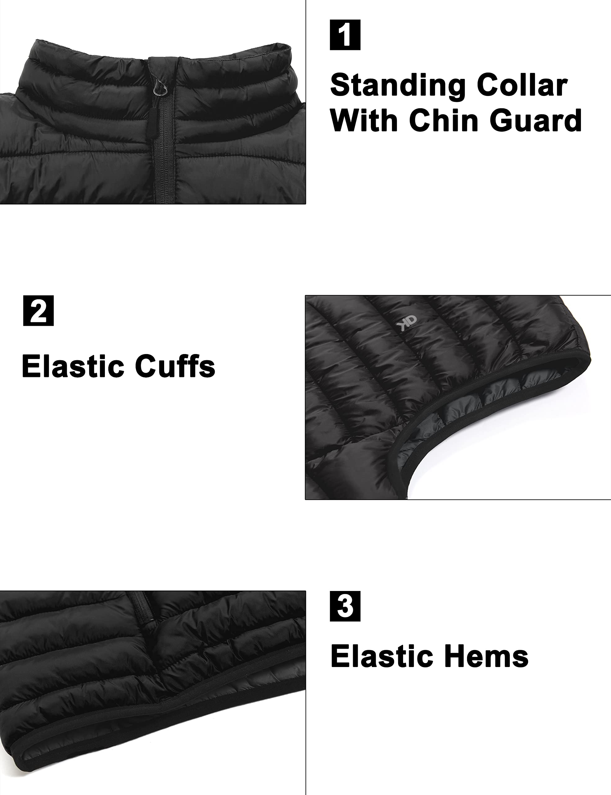 Little Donkey Andy Damska lekka ciepła kamizelka golfowa Puffer na piesze wycieczki podróże na co dzień czarny czarny S