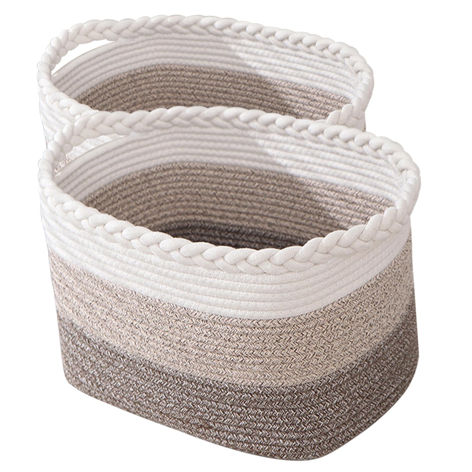 Amazon.com: Cotton Rope Storage Basket, Rectangle Woven Baskets with ...