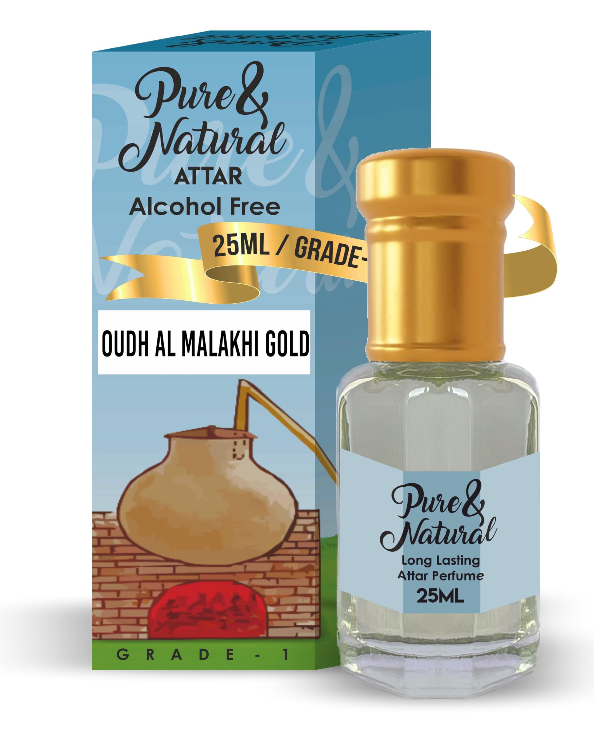 Oudh Al Malakhi Gold Attar 25Ml / 0% Alcohol/Pure & Natural Attar Series For Personal & Religious Use