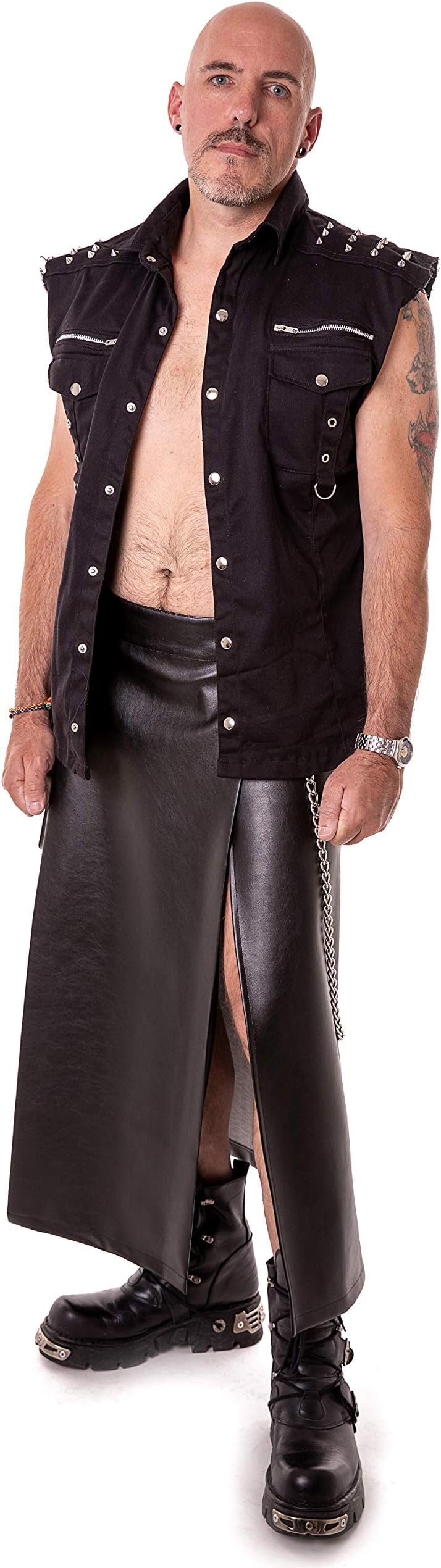 The Black RoseMen's Leather Skirt - Model Mason - Long - Men's Skirt Martial Strict Elegant Short Role Play Gothic Cosplay