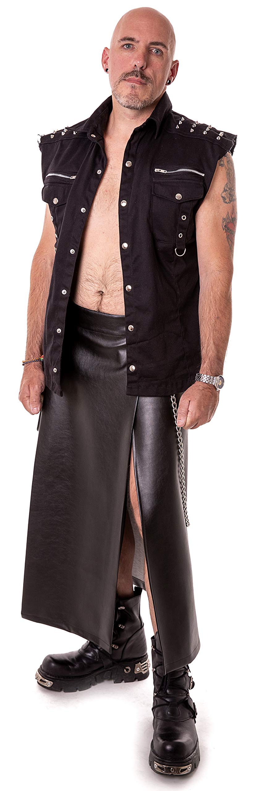 The Black RoseMen's Leather Skirt - Model Mason - Long - Men's Skirt Martial Strict Elegant Short Role Play Gothic Cosplay