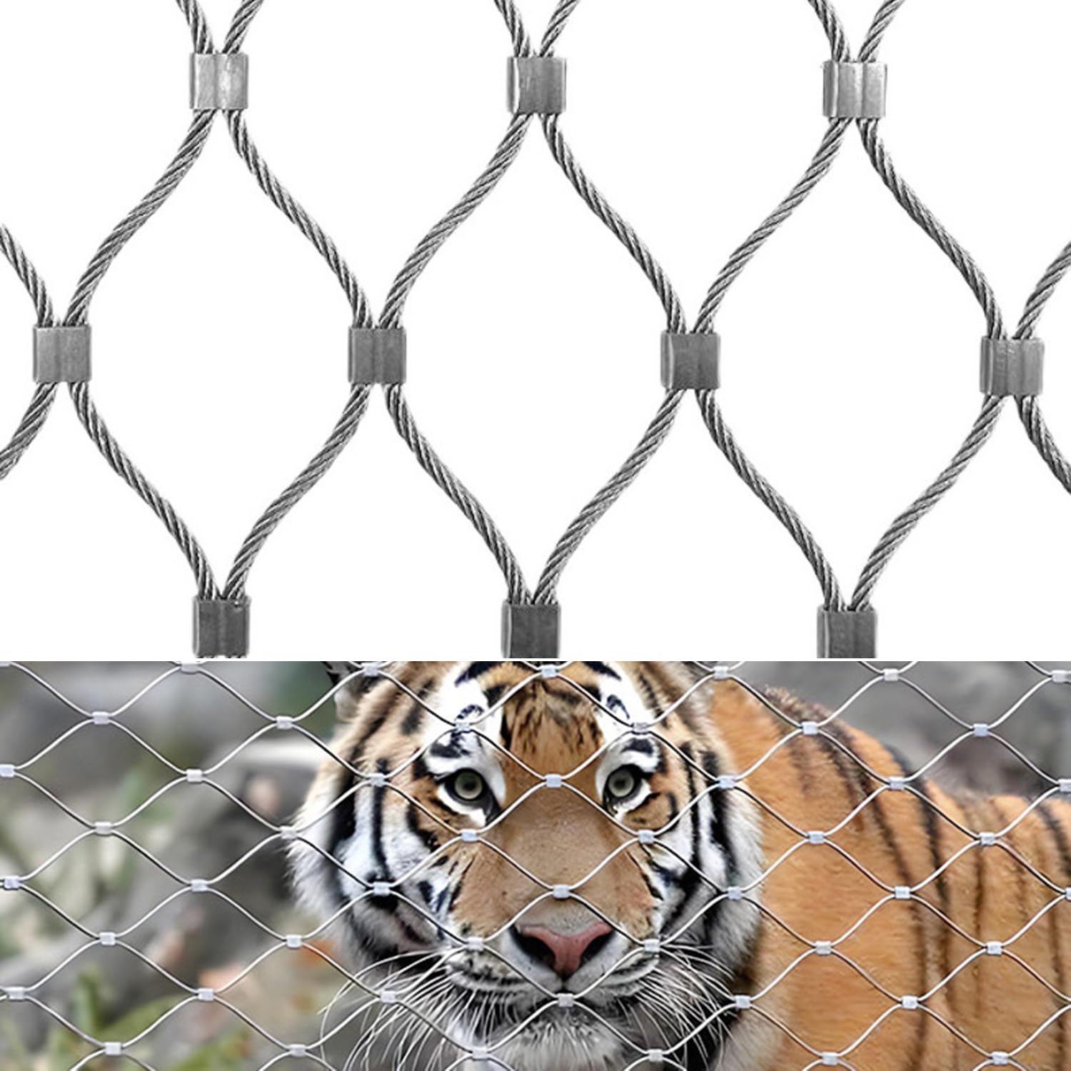 304 Rete In Corda Di Acciaio Inossidabile,Diametro Filo 2mm Rotolo Di Rete,Multifunzionale,Protezione Di Sicurezza,Recinzione Per Animali,Non Elettrificato,Foro 10 cm(1x3m)