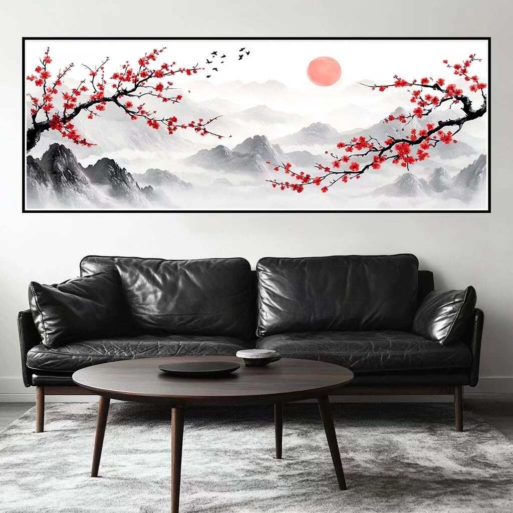 Malen Nach Zahlen China Malen Nach Zahlen Erwachsene Landschaft, 45x135 cm XXL Groß Acrylfarben Ölgemälde, DIY Malen Nach Zahlen Kinder Anfänger Set Bastelset für Wand Dekor (Ohne Rahmen) -H468