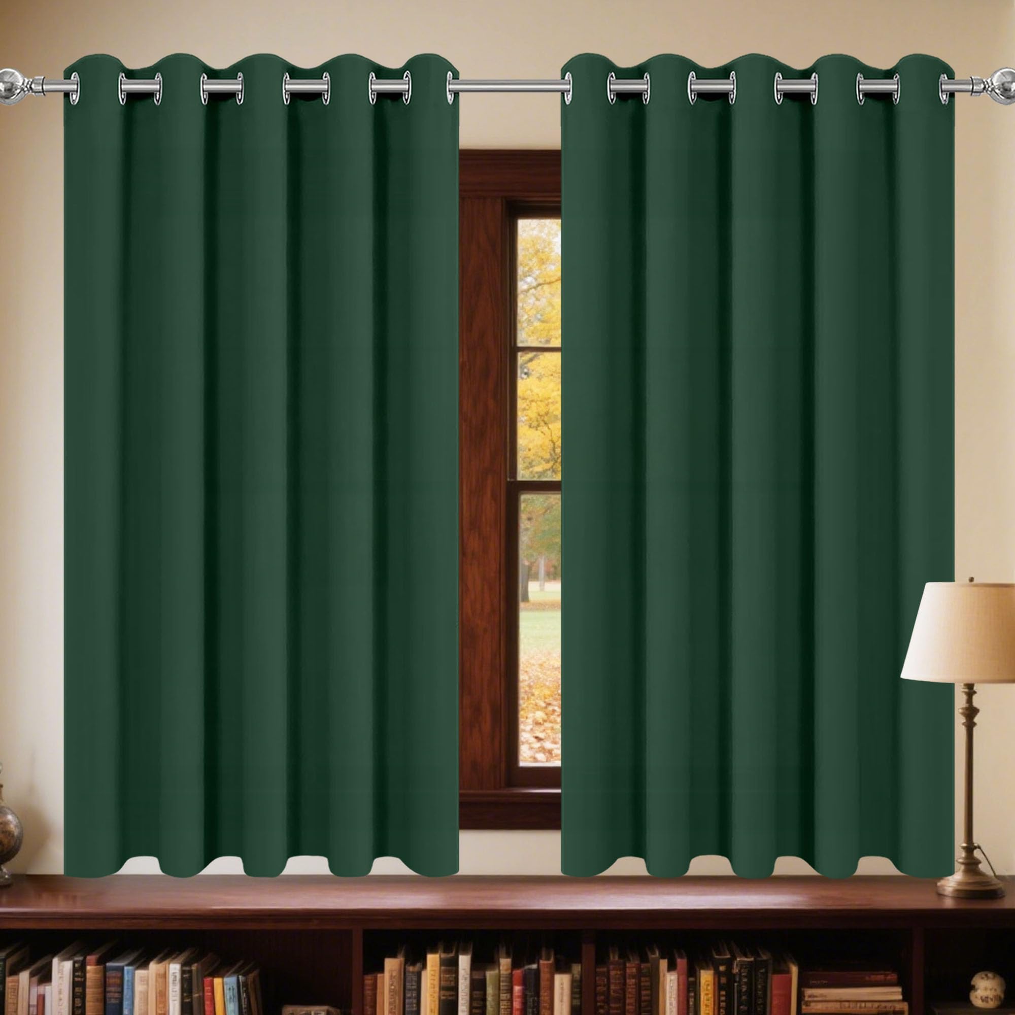 Rideau thermique anti froid vert foncé 128x190 pour bloquer les courants d'air de la chambre