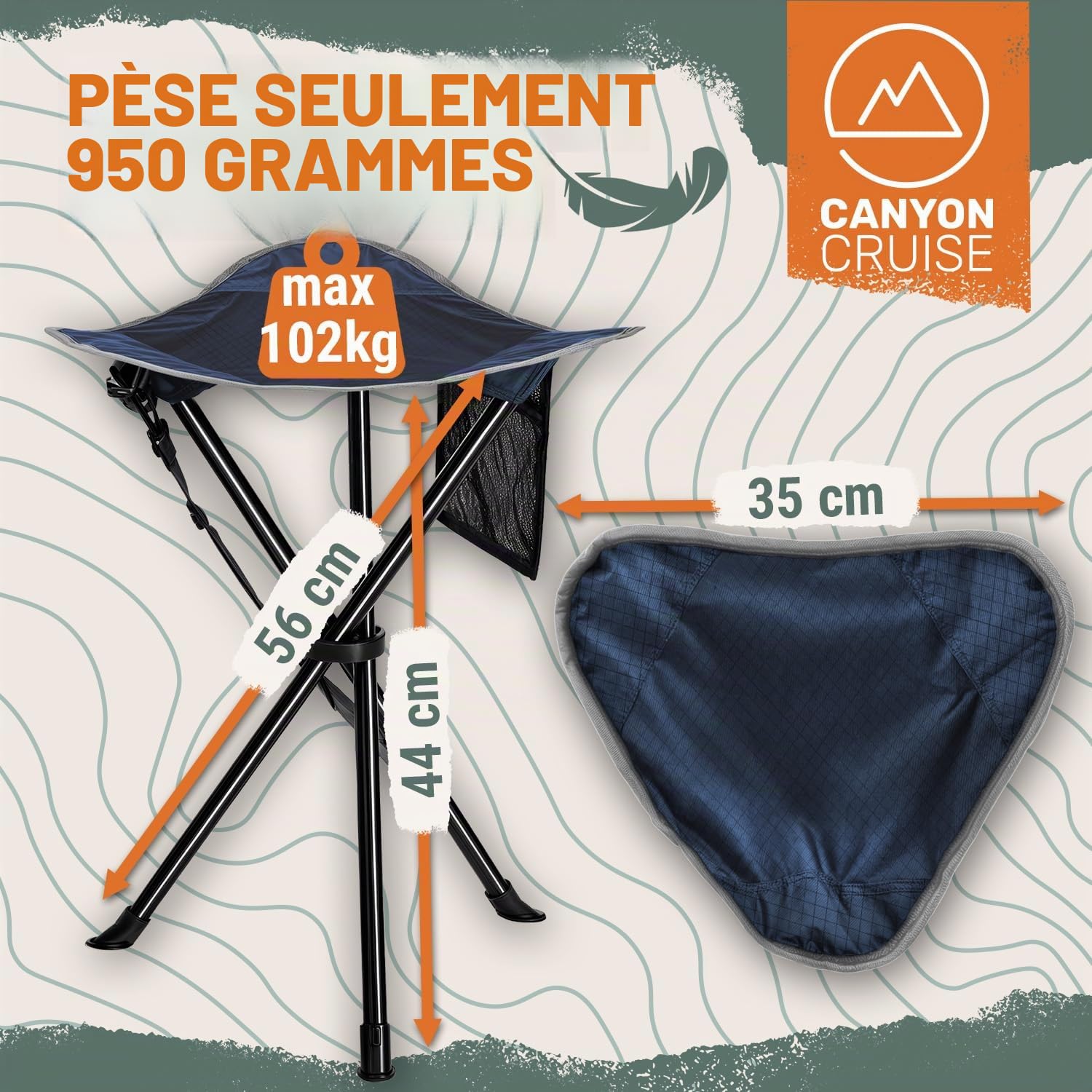 Tabouret de Camping Chaise de Camping Pliable Portable, Siège de pêche, Chaise de Festival (2 pièces)