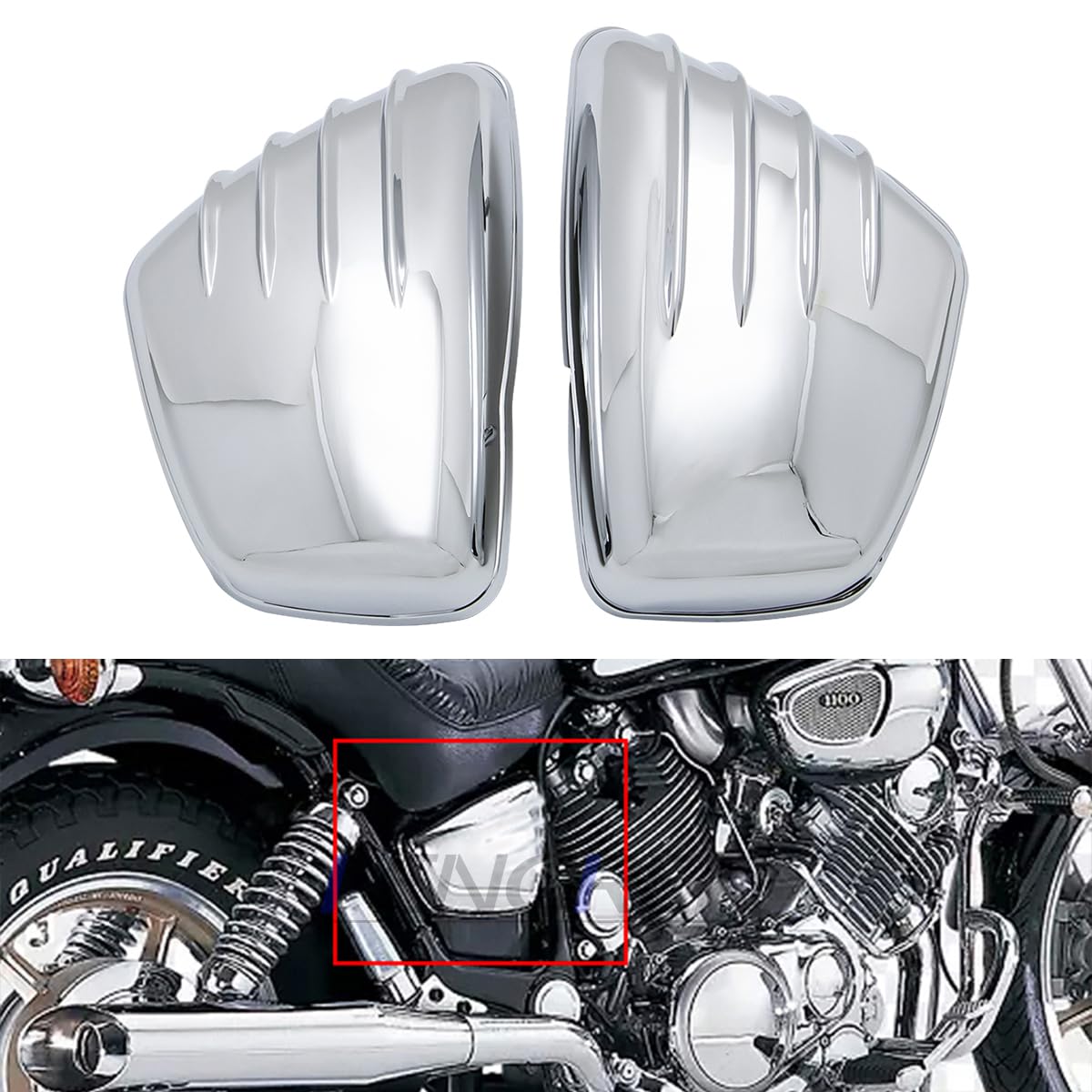 KUAFU Chrome Motorcycle Battery Panel Cover Fairing Left
