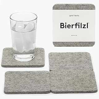 Graf Lantz Bierfilzl Square Felt Coasters - Multi-Color Set of 4-100% Merino Wool - Water-Wicking, Stain-Resistant, Absorbent (Granite)