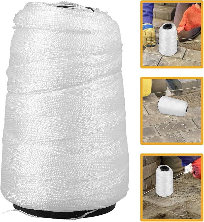 2 Rolls Masonry Nylon String Line Twisted Construction String for Building and Gardening Projects, Heavy-Duty White Nylon Twine for Layout and Measurement, 50 Pieces miniatura 9