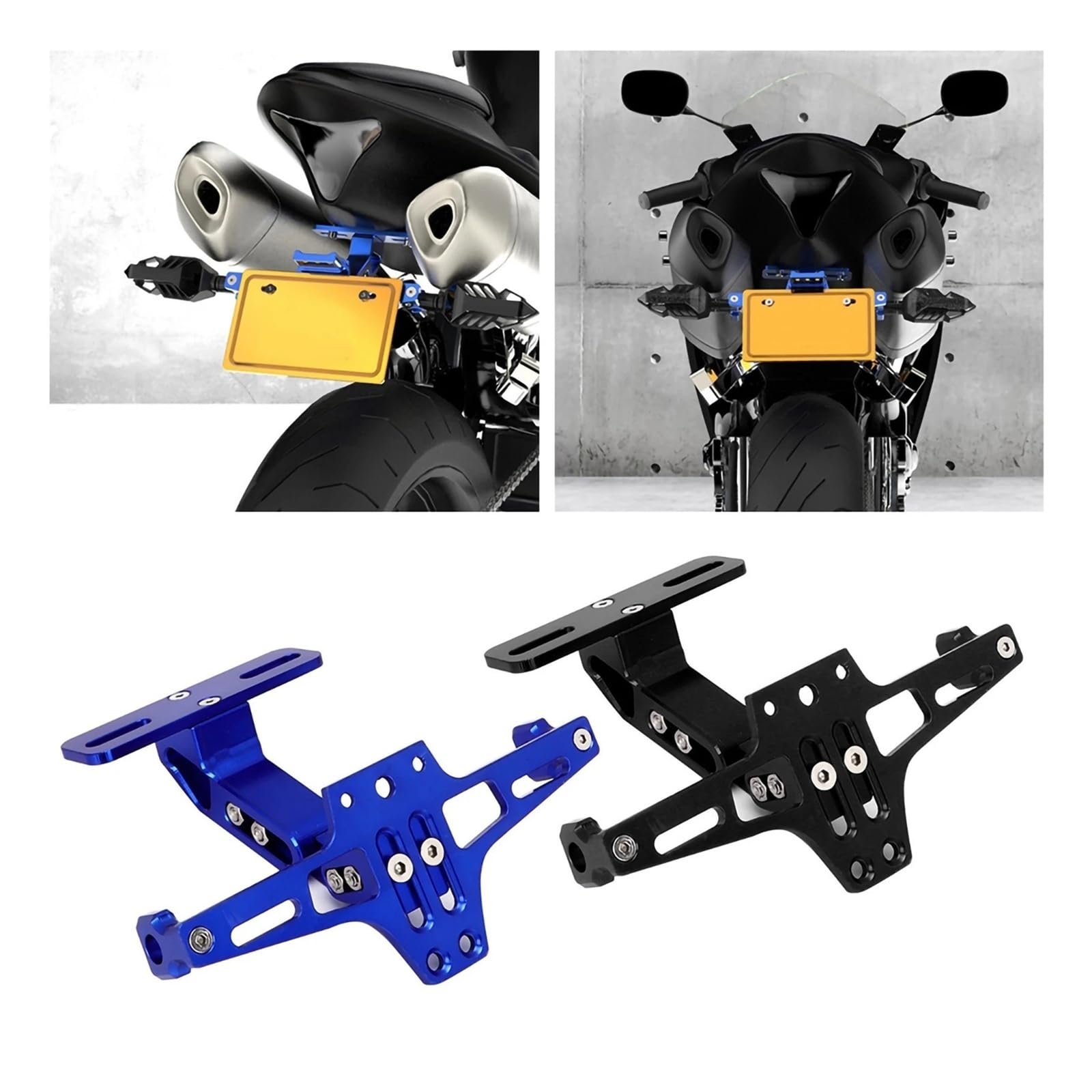 Uchwyt tablicy rejestracyjnej Uchwyt Na Tablicę Rejestracyjną Regulowany Teleskopowy Uchwyt Ze Stopu Uchwyt Na Tablicę Rejestracyjną Ze Światłem LED Pasuje Do Motocykla Akcesoria motocyklowe(Black)