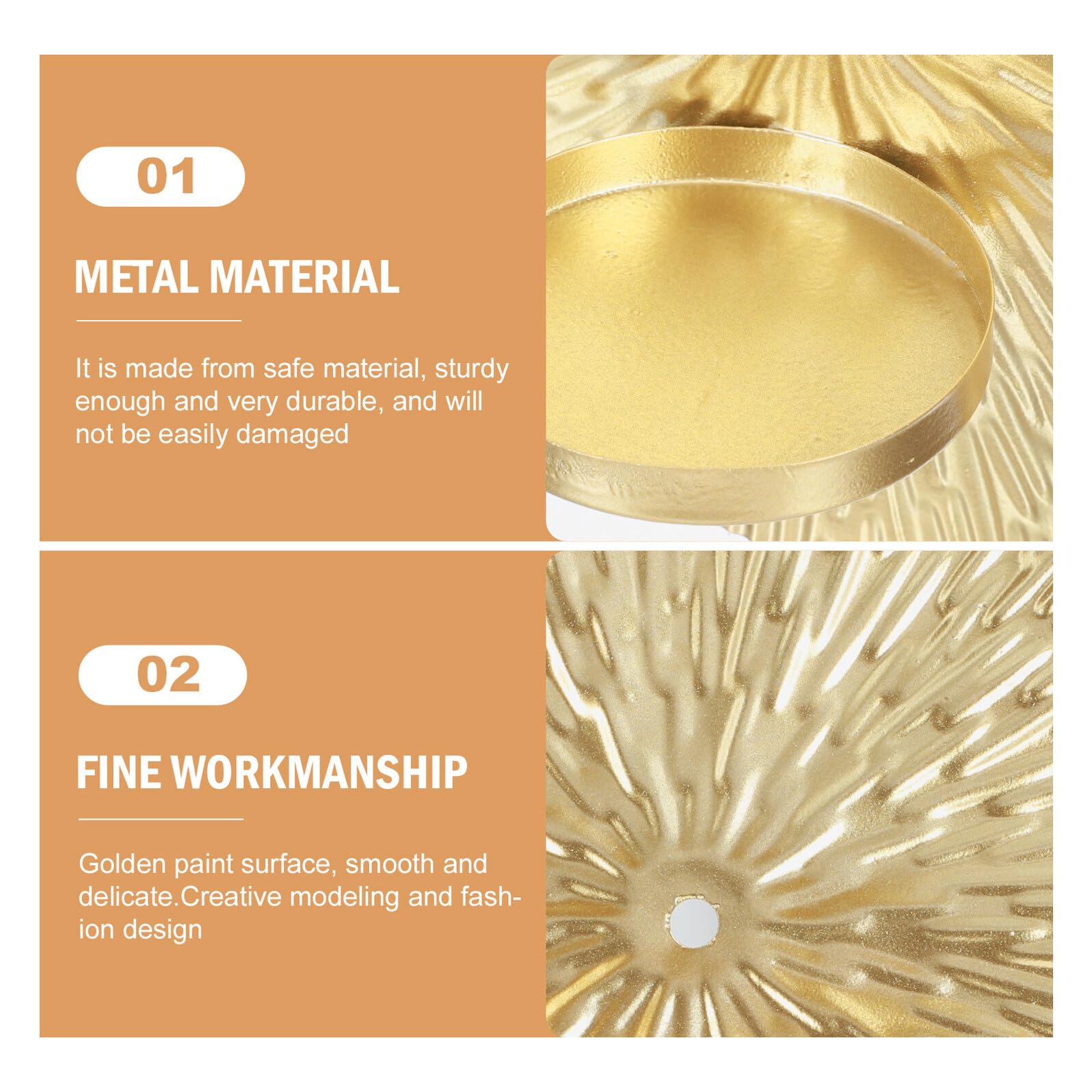 NUOBESTY Wandkerzenhalter Wandleuchter Kerzenständer Kerzenhalter Kerzenleuchter aus Metall, Wandteelichthalter Säulenhalter für Teelichter Stumpenkerze Wohnzimmer Schlafzimmer, Gold