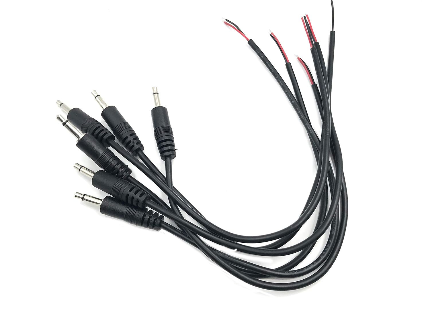 daier 6Pcs 3.5mm Male Plug to Bare Wire Open End TS 2 Pole