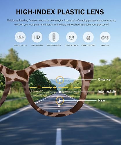 Miniatura 5 de Eyekepper Lentes de lectura progresivos de gran tamaño para mujer, protección UV, multienfoque, lentes de lectura trifocales Noline - Marco