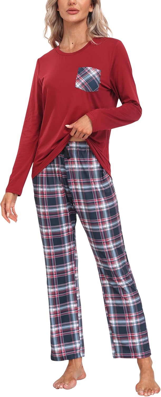 MoFiz Women's Pajama sets Long Sleeve Sleepwear Soft Christmas Pajamas 2 Piece Loungewear Warm Pjs Sets for Winter Holiday