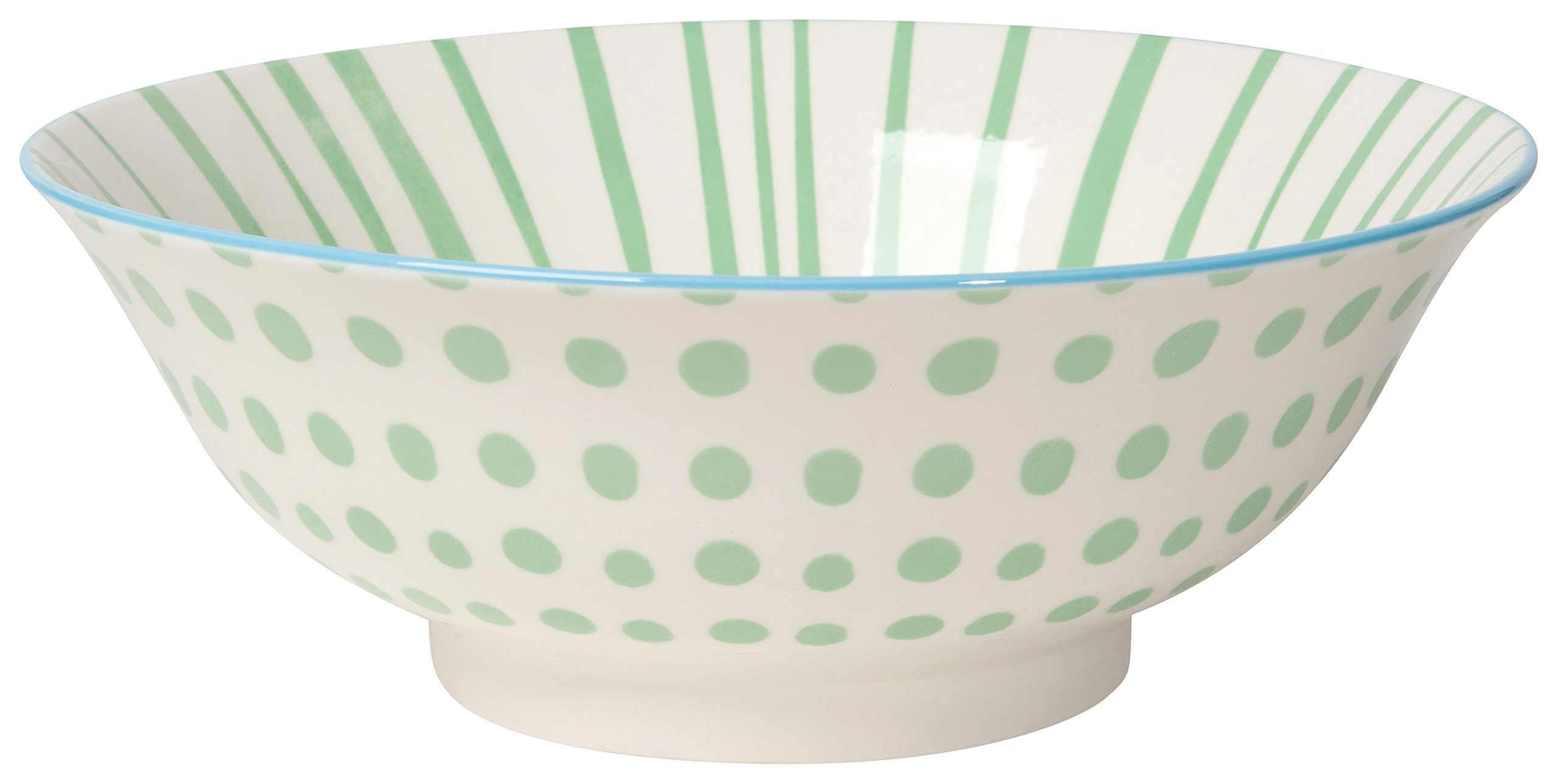 Now Designs Jade Dots and Lines Stamped Porcelain Bowl 8 inch, Set of 6