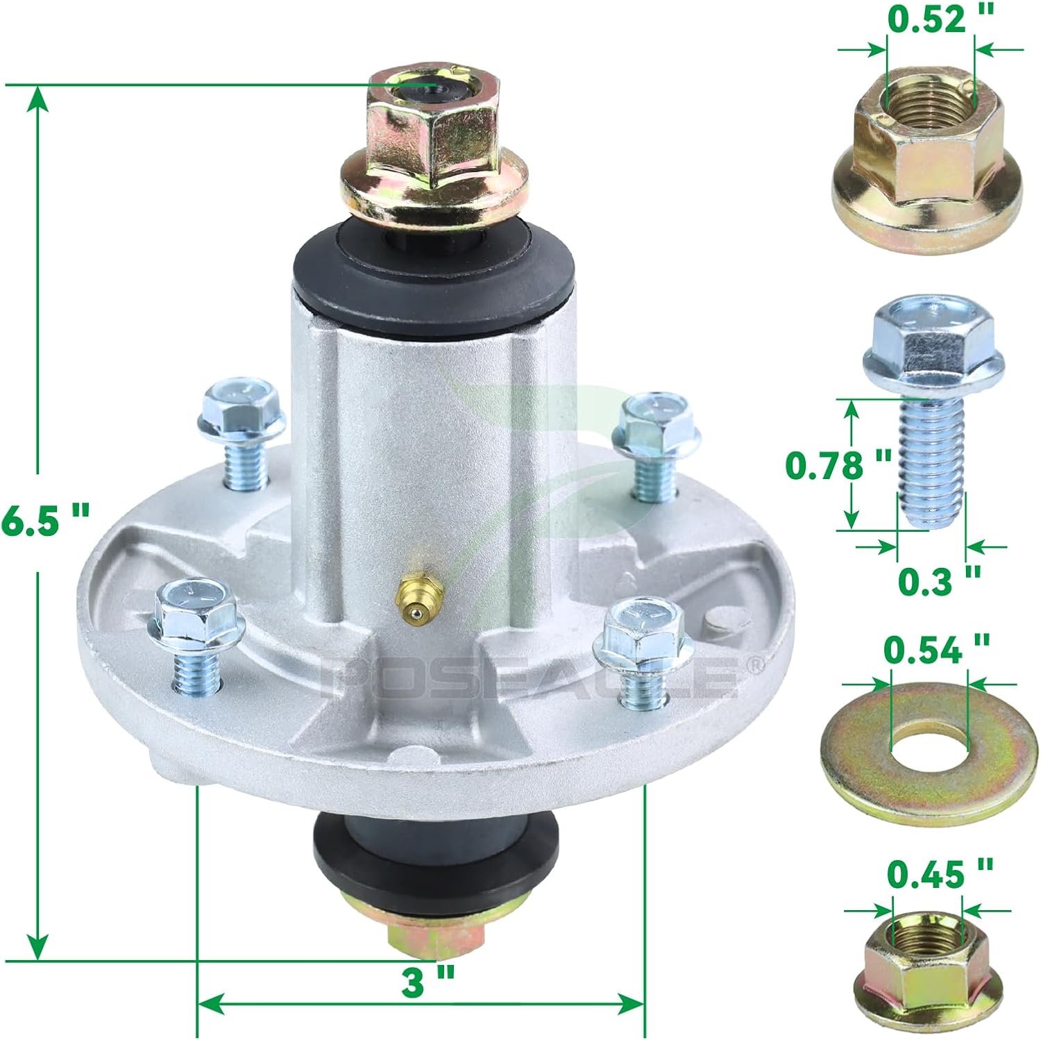 3 Pack Pre-Greased AM136733 Spindle Assembly Replaces AM143469 AM137097 for John Deere X300 X300R X304 X310 X324 Z225 EZtrak Z245 EZtrak Lawn Tractors